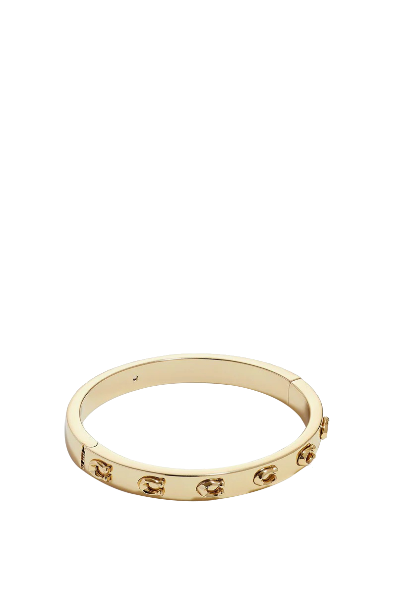 Signature C Hinged Bangle Bracelet-335948GLD-Shiny Gold