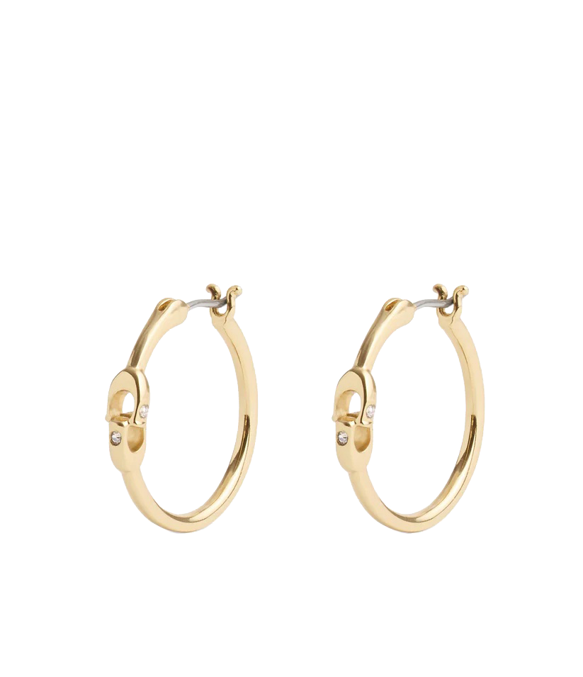 أقراط بتصميم حلقات دائرية مزينة بشعار كوتش