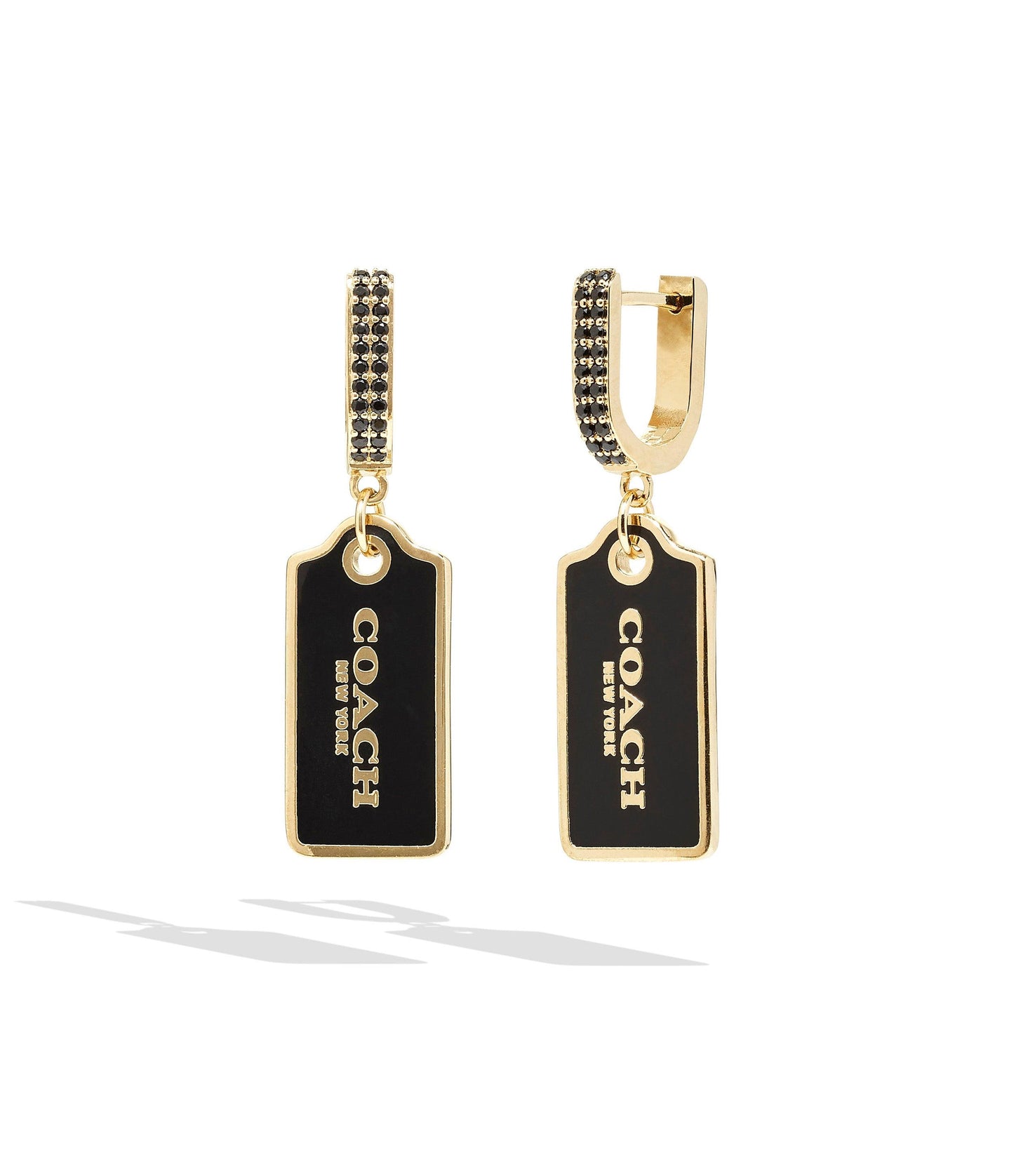 Signature Tag Charm Huggies-422720GLD-Black/Gold