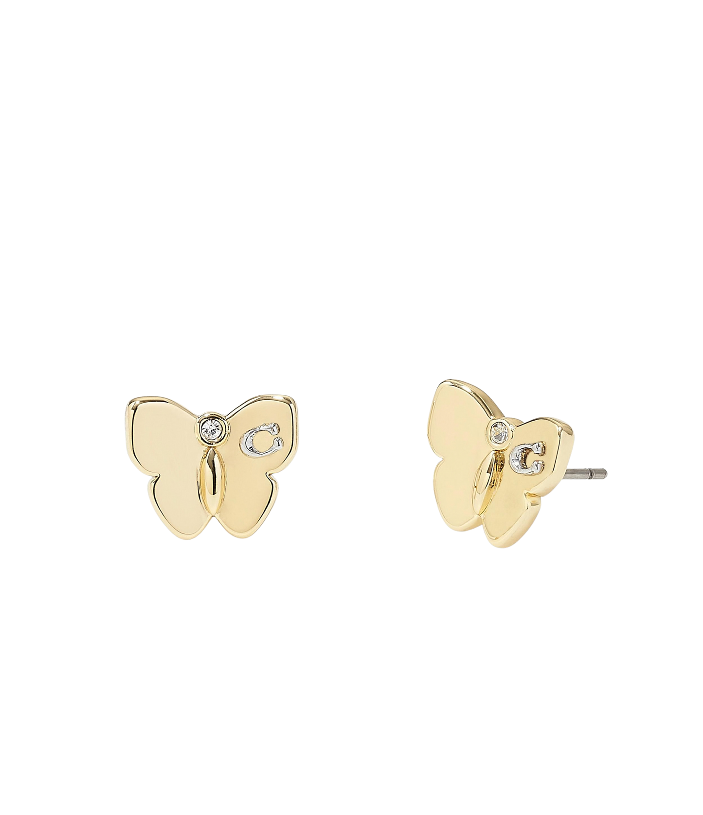 37423839GLD-Signature Butterfly Stud Earrings-Shiny Gold