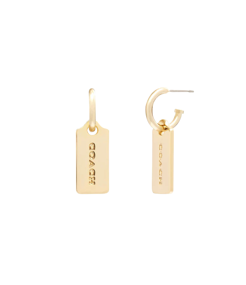 37450409GLD-Mini Hangtag Huggie Earrings-Shiny Gold