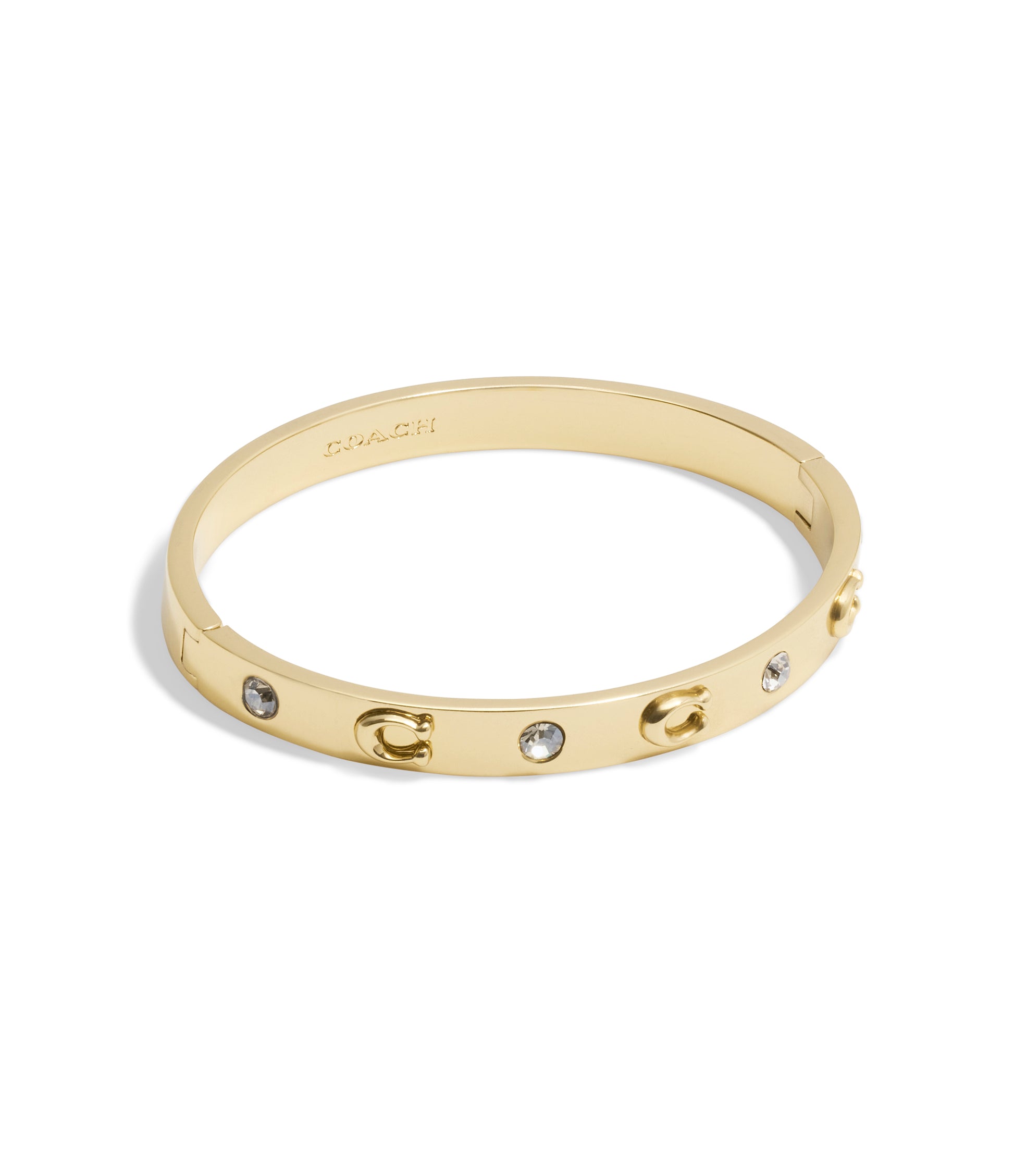 37455892GLD-Signature Stone Bangle Boxed Bracelet-Shiny Gold