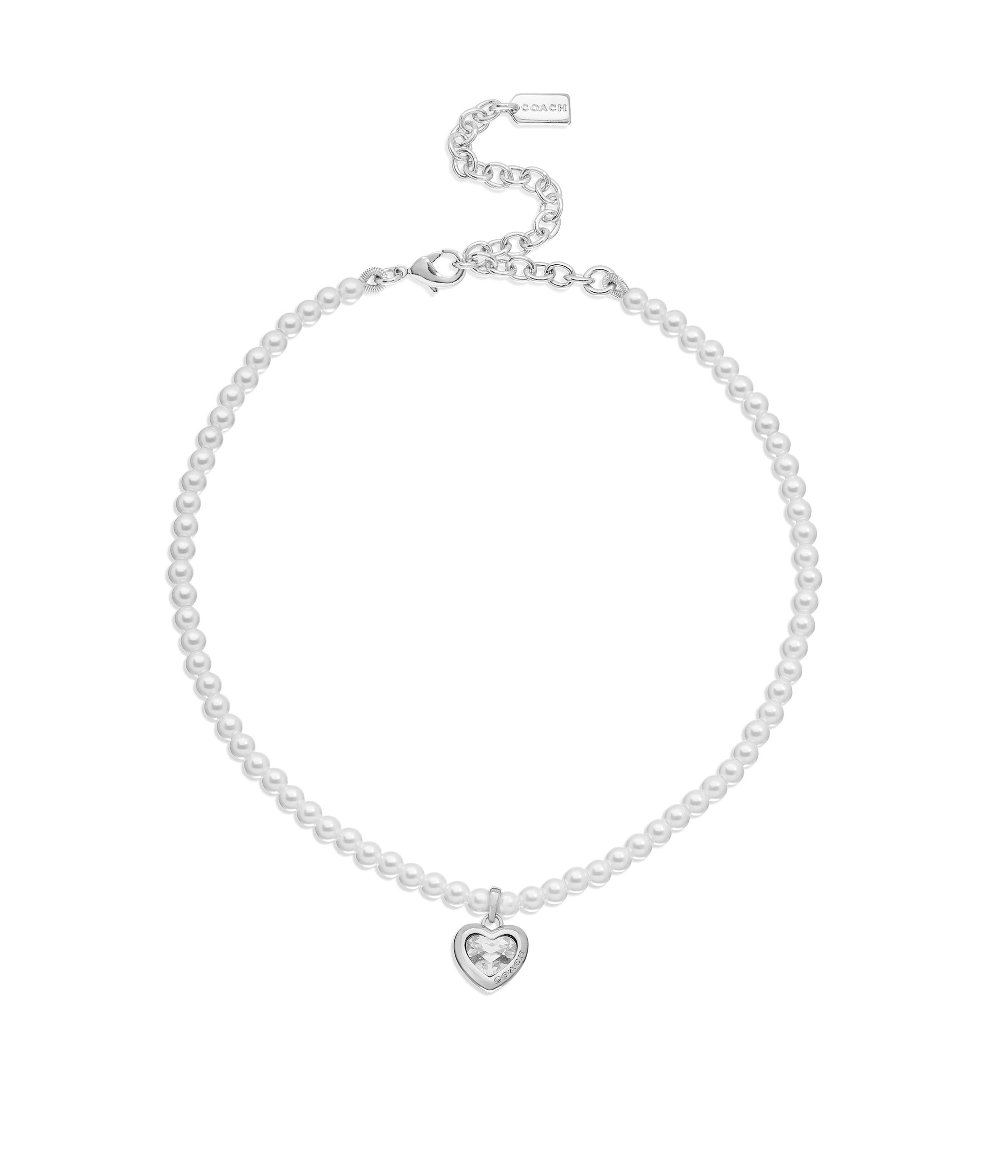 37460428RHO-Stone Heart Pearl Choker Necklace-Crystal