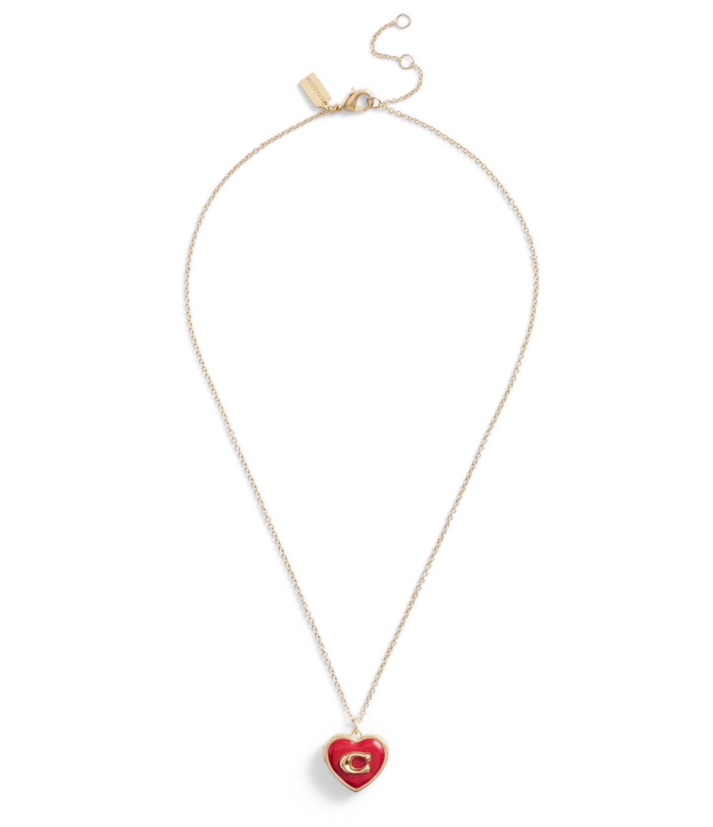Signature Heart Locket Boxed Necklace-37463846Gld-Red