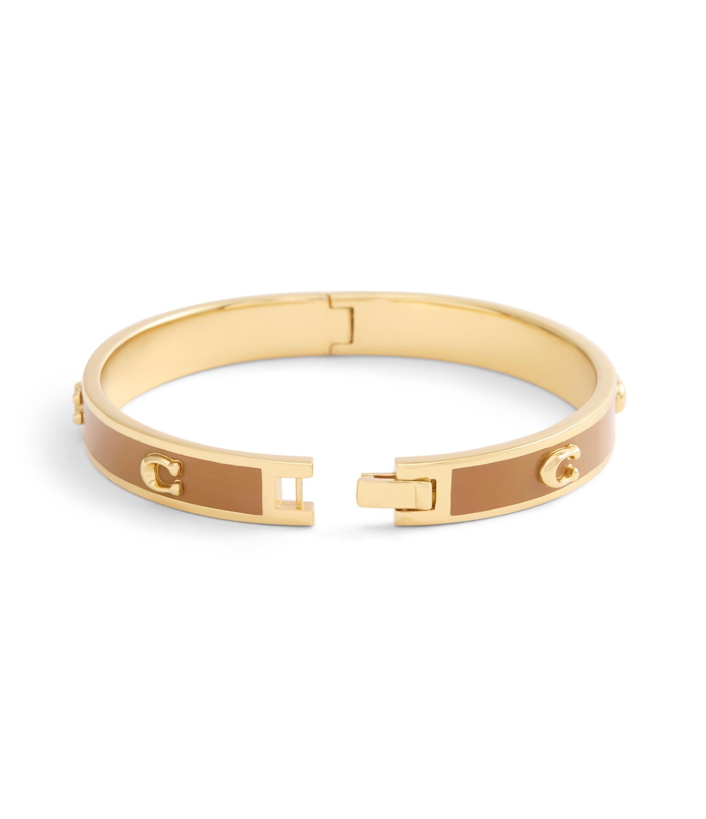 37479243GLD-Signature C Enamel Bangle Bracelet-Brown