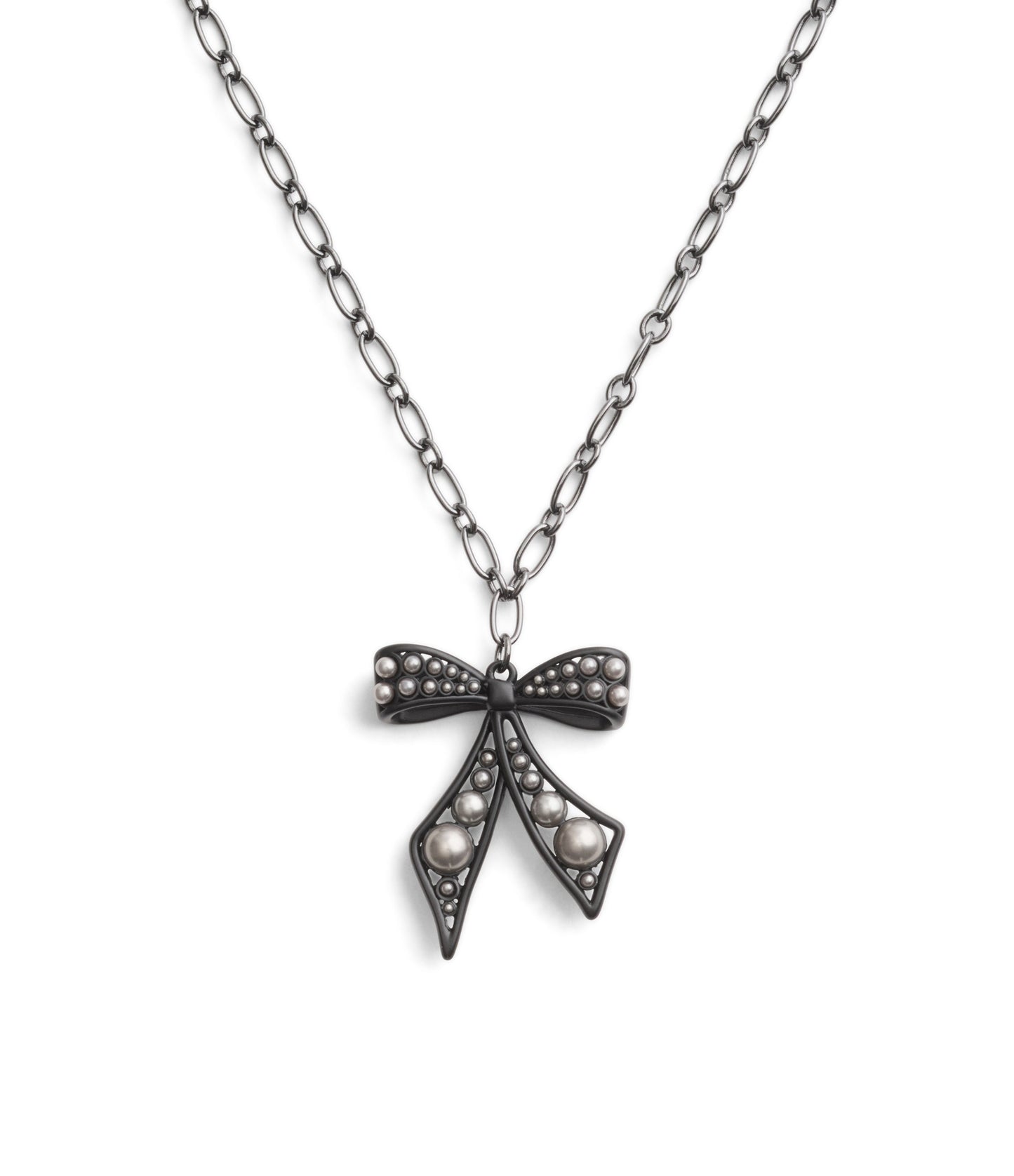 37491614HEM-Bowtique Pearl Pendant Necklace-Black