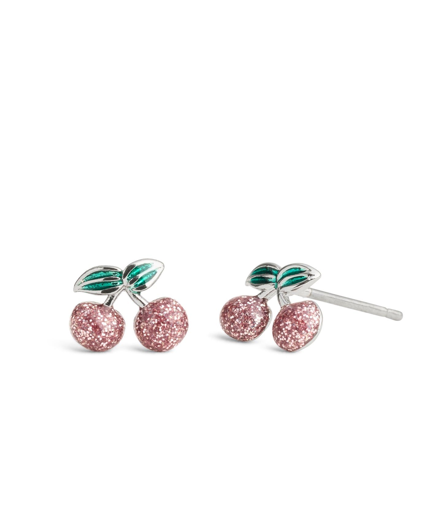 37491616RHO-Glitter Cherry Cluster Stud Earrings-Pink