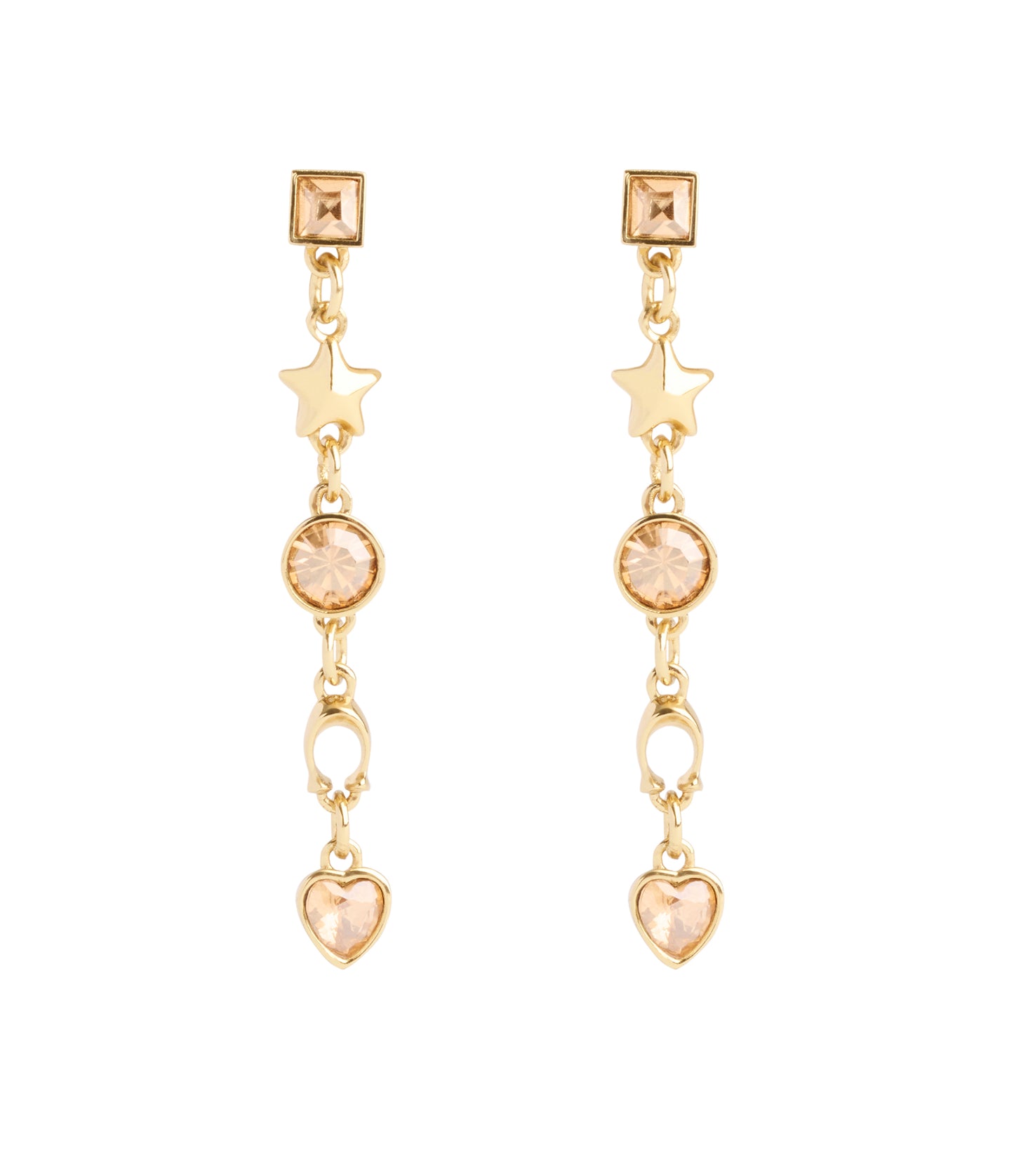 37491651GLD-Signature Star Charm Linear Earrings-Crystal