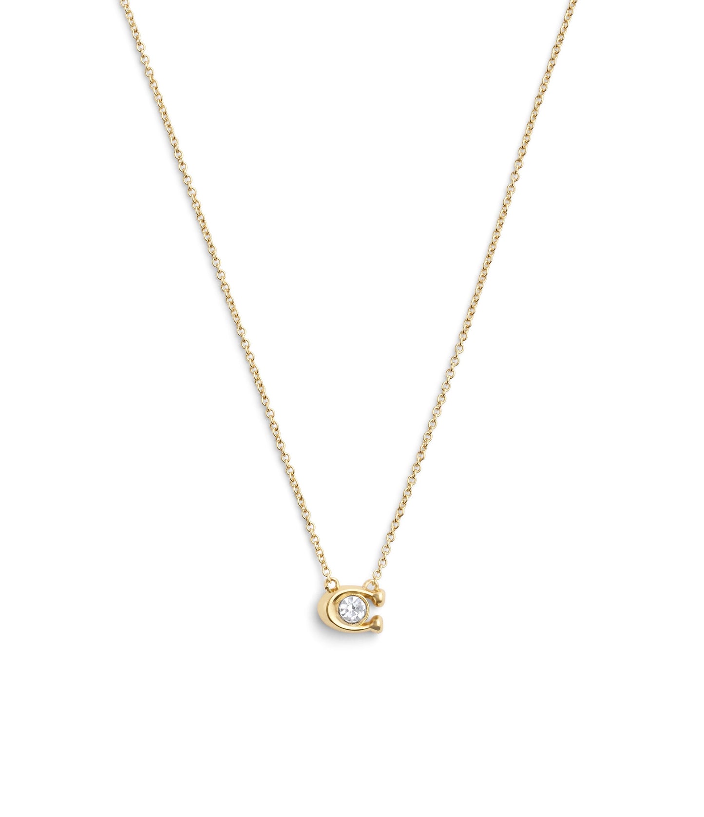 37493112GLD-Signature C Stone Pendant Necklace-Crystal
