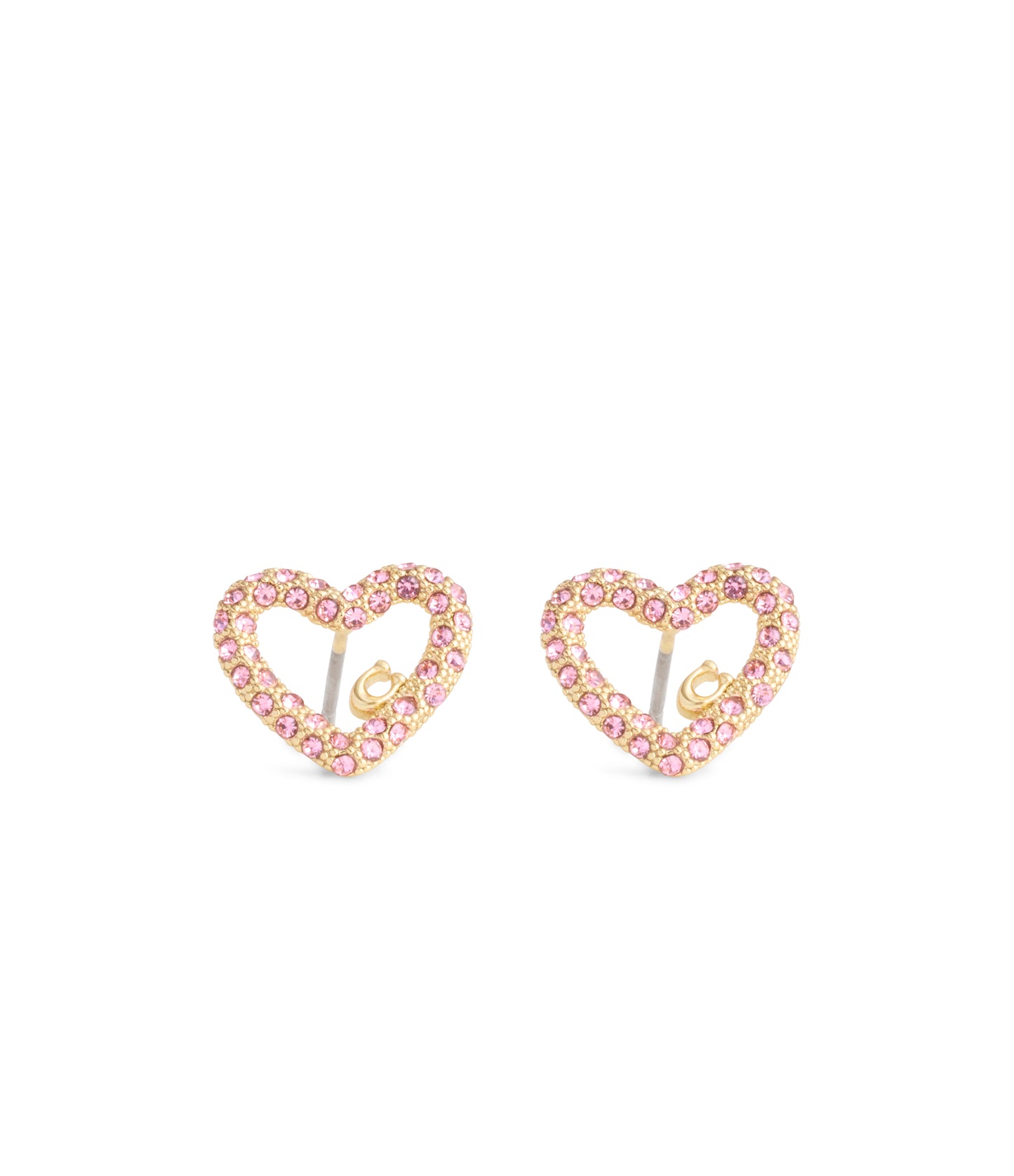 37493610GLD-Signature Pavé Heart Stud Earrings-Pink