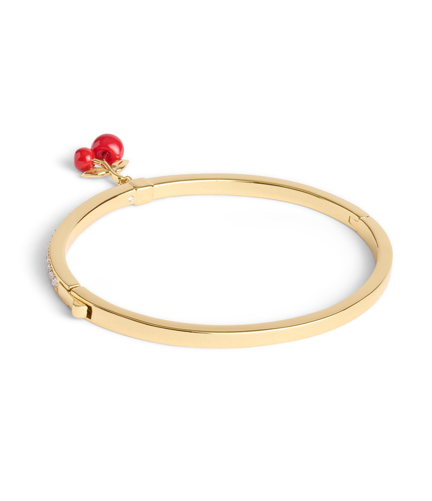 37511269GLD-Cherry Cluster Charm Bangle Bracelet-Red