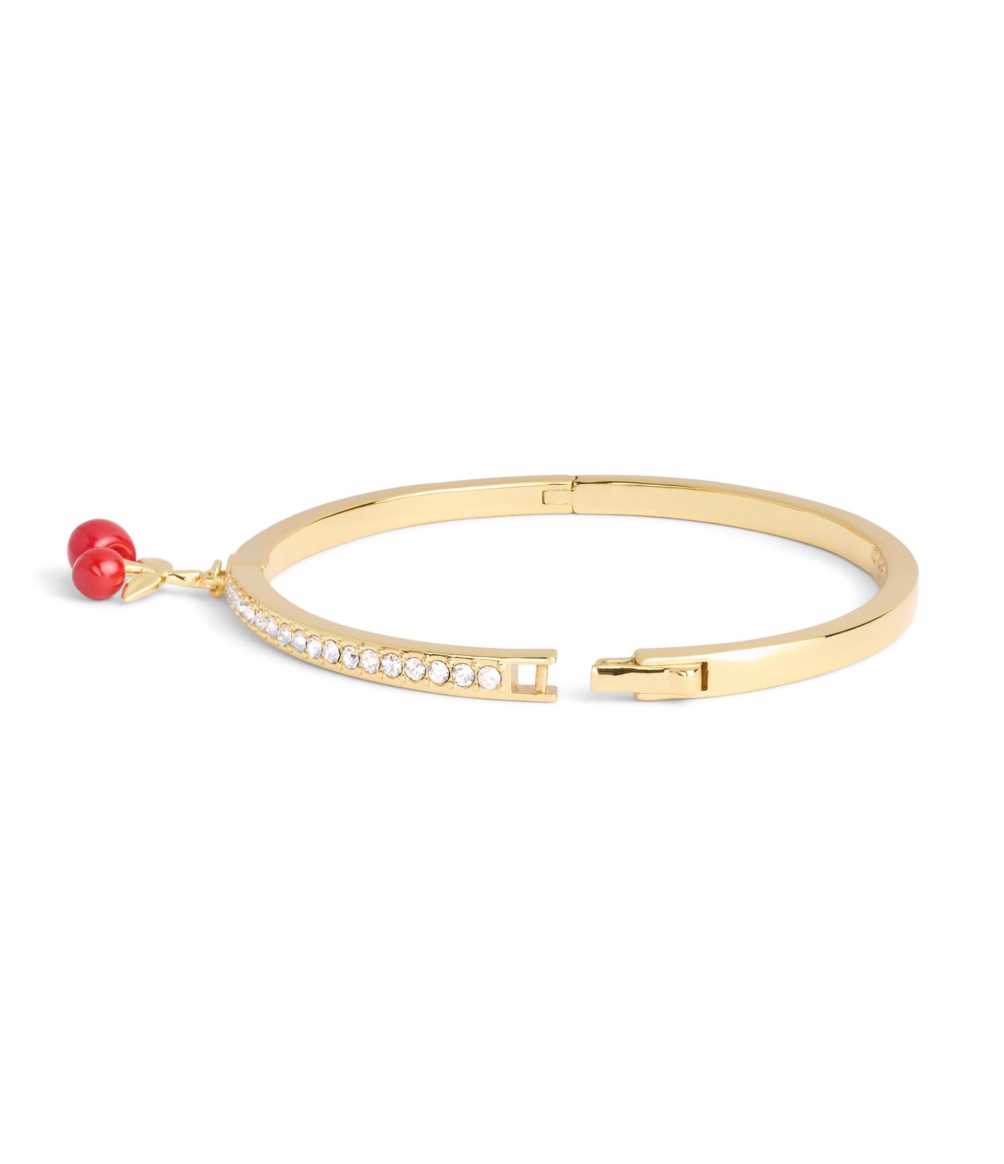 37511269GLD-Cherry Cluster Charm Bangle Bracelet-Red