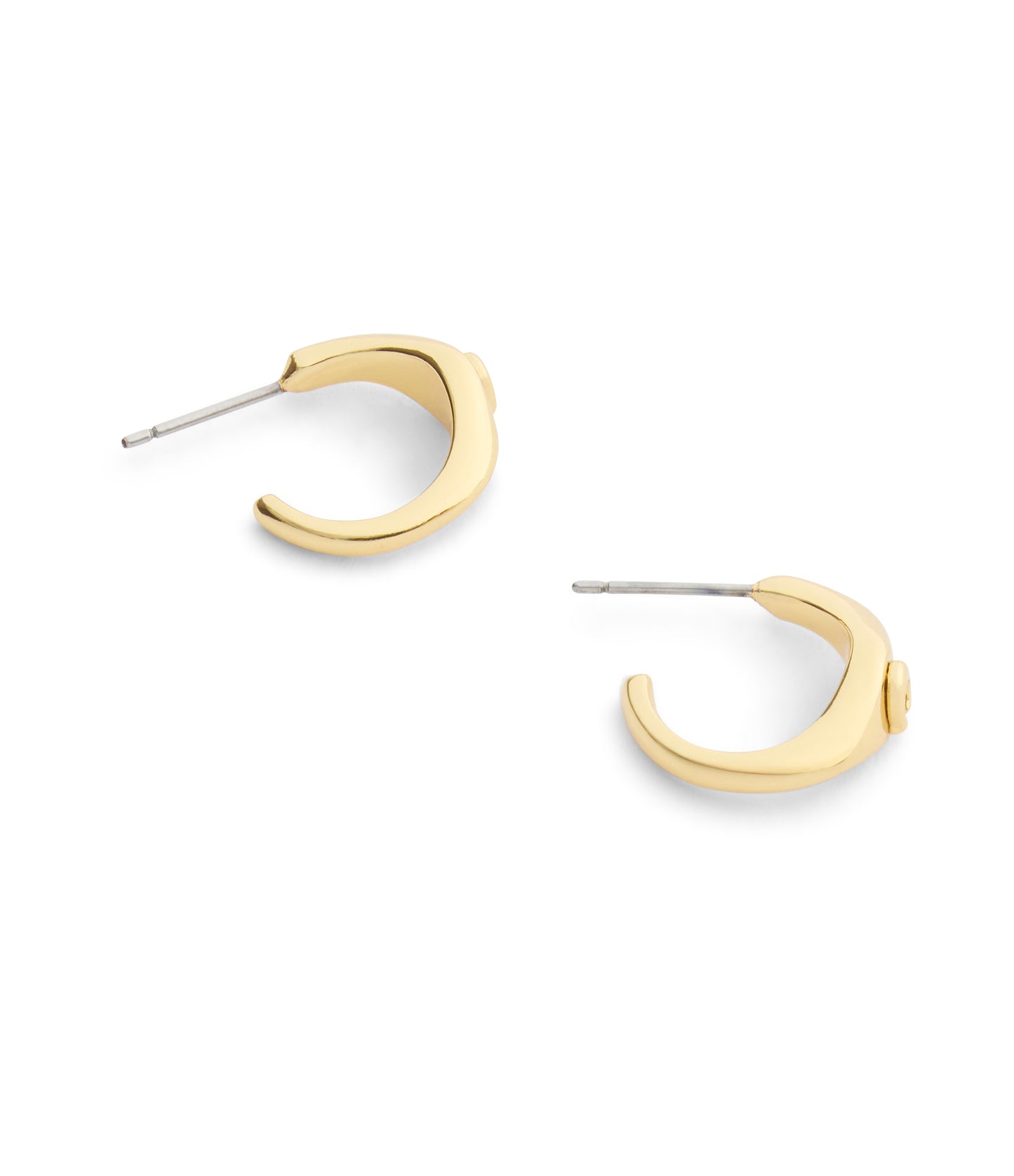 37541372GLD-Signature Signet Huggie Earrings-Shiny Gold
