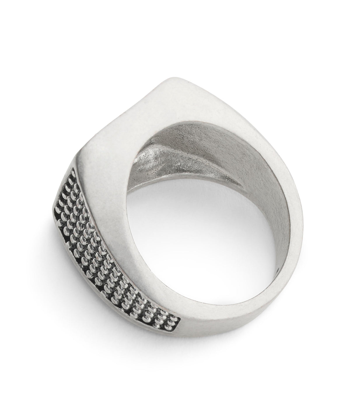 37551528SLV-Men's Signature Quilted Cocktail Ring-Antique Silver