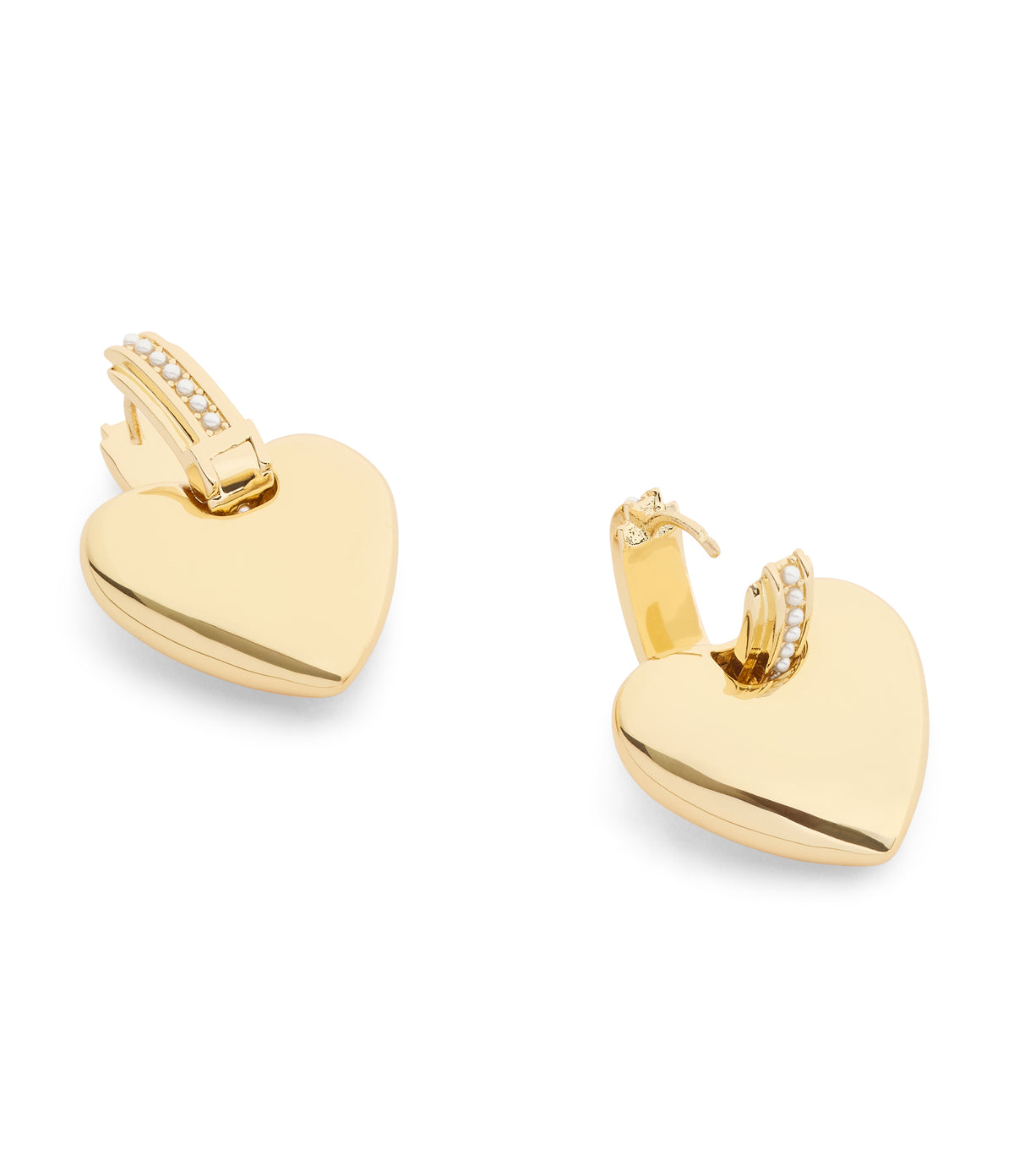 37557565GLD-Signature Puffy Heart Charm Drop Earrings-Gold