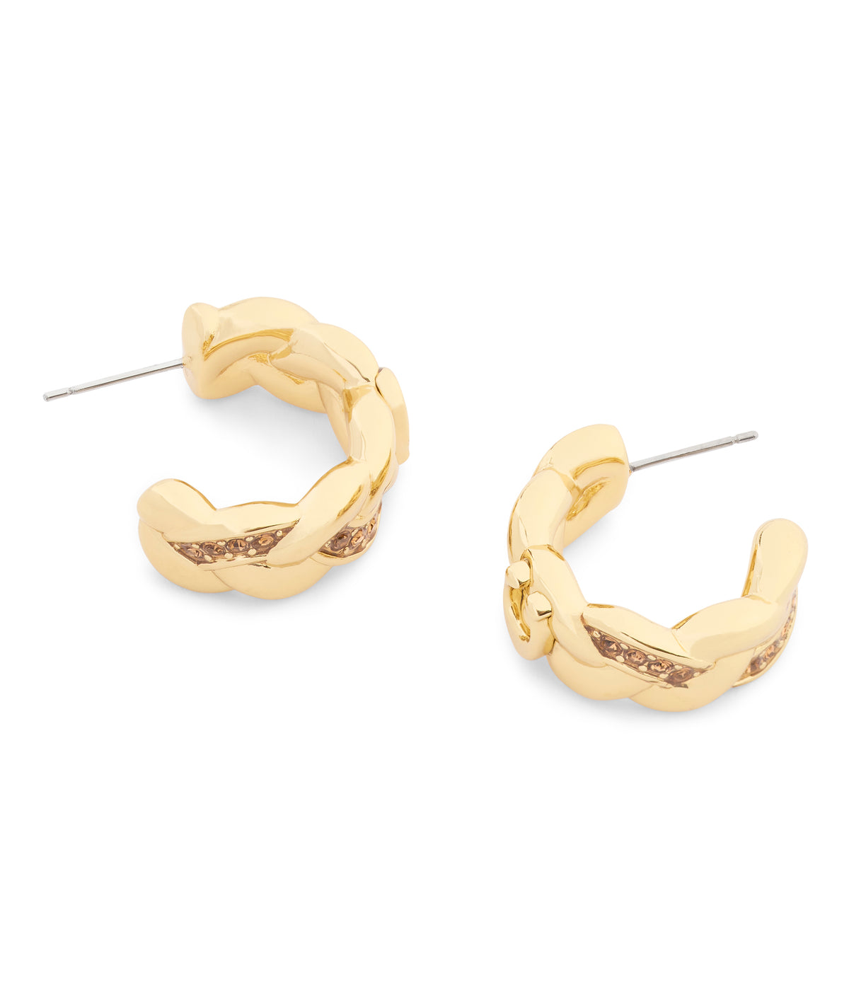 37557606GLD-Signature C Braided Hoop Earrings-Gold