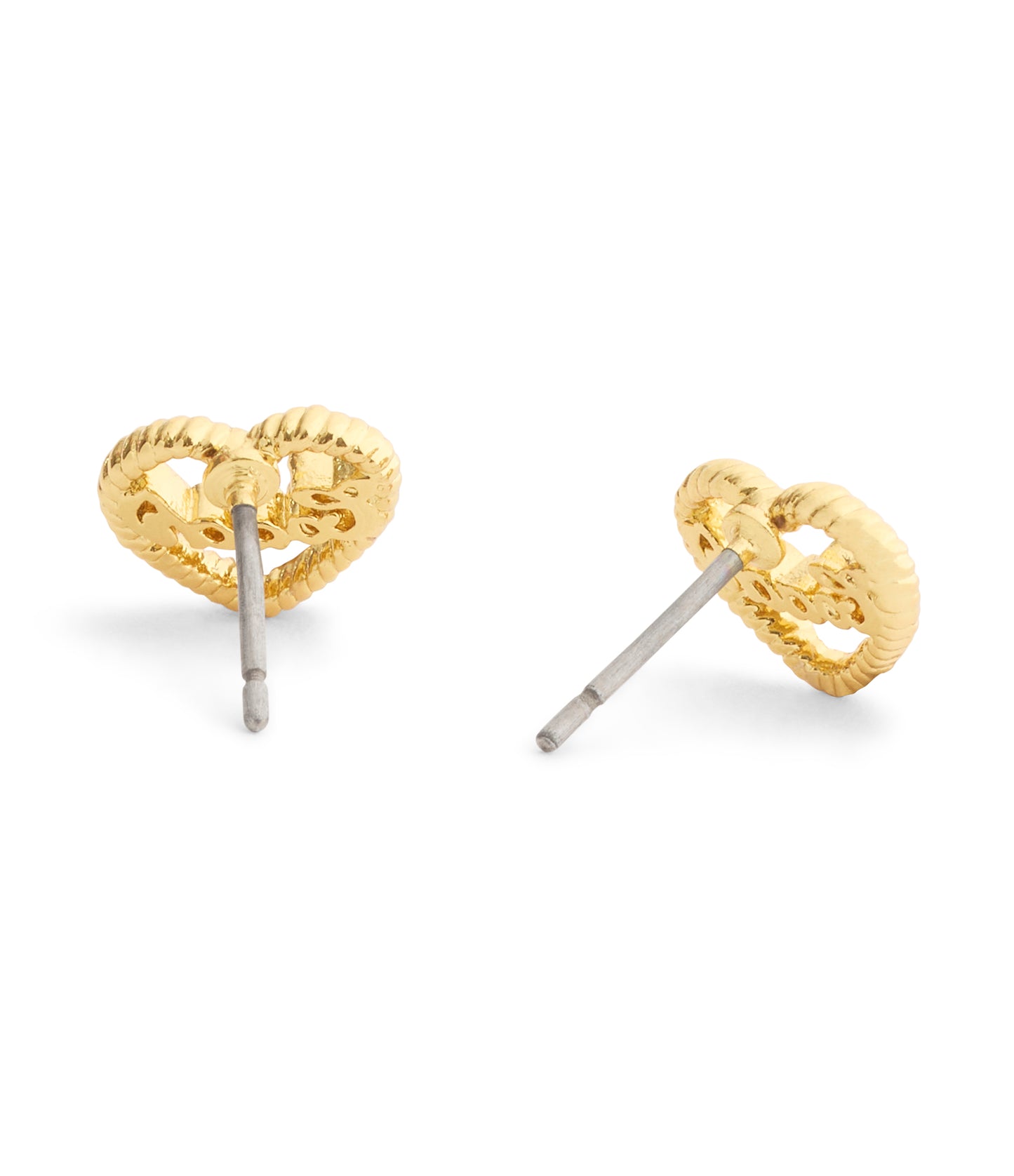 37559723GLD-Charming Charms Signature Heart Stud Earrings-Gold