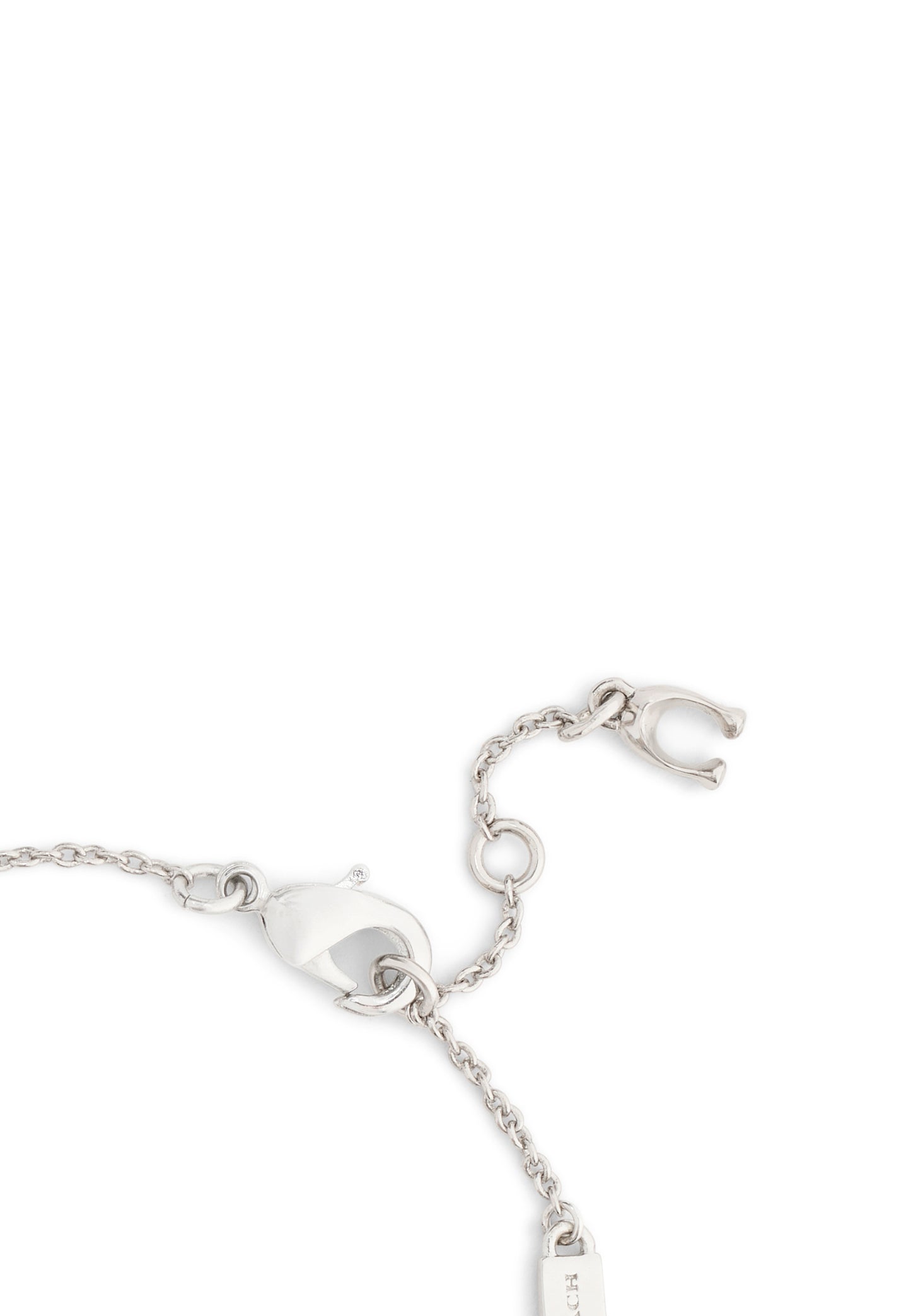 37571290RHO-Enamel C Heart Charm Flex Bracelet-Black/Rhodium
