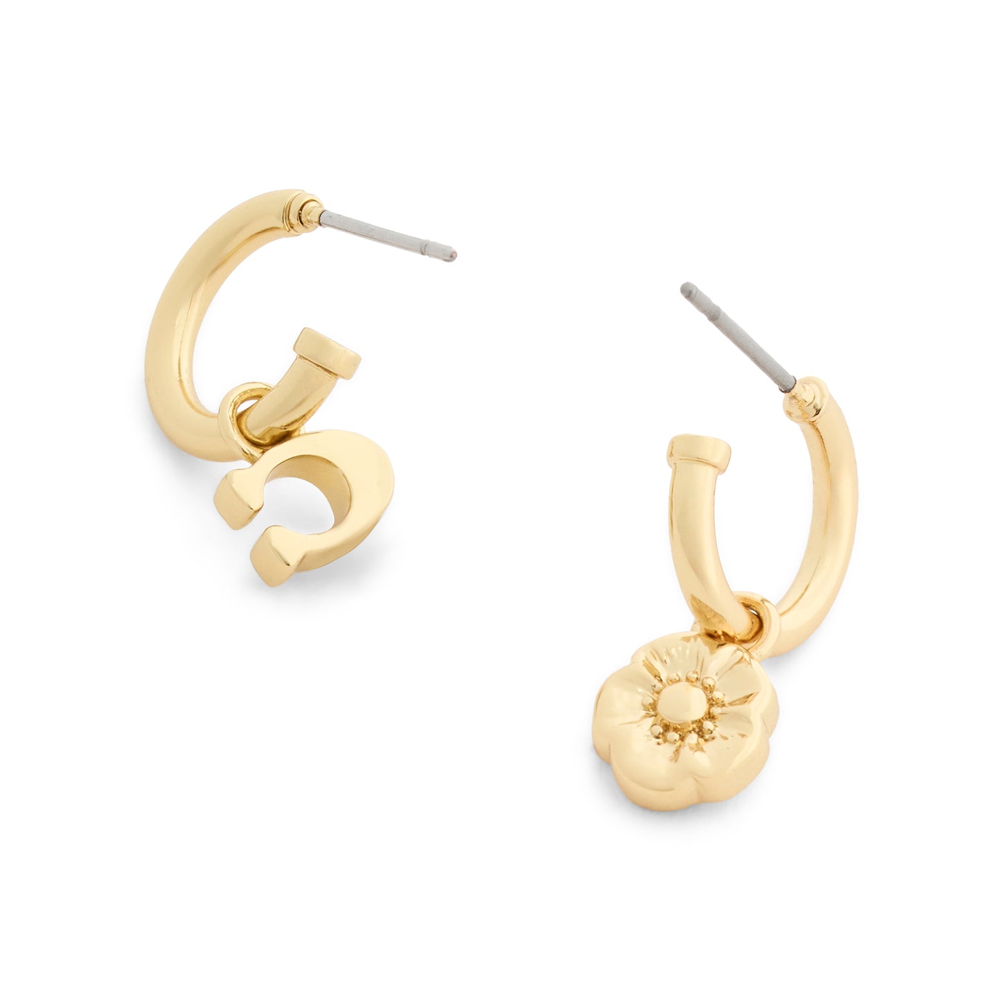37572244GLD-Enamel Tearose Mismatch Earrings-White/Gold