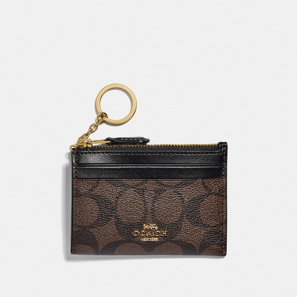 88208-Mini Skinny Id Case In Signature Canvas-Im/Brown Black