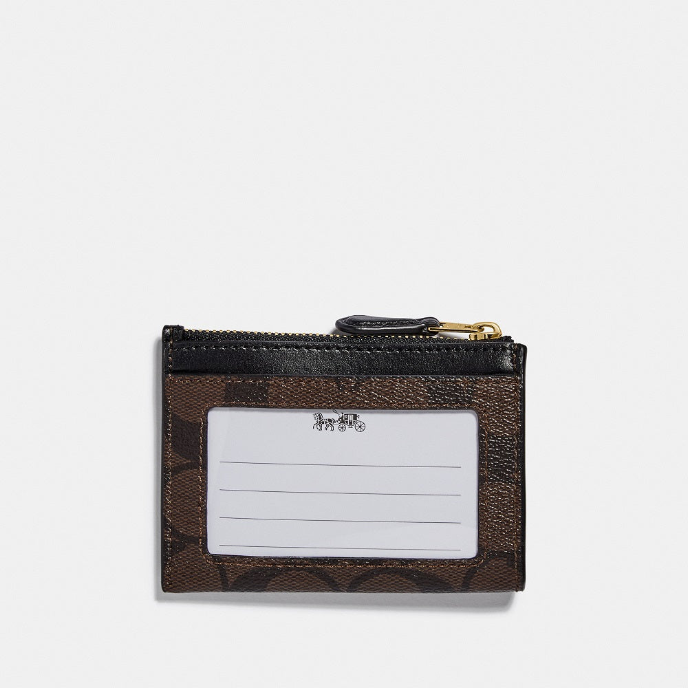 88208-Mini Skinny Id Case In Signature Canvas-Im/Brown Black