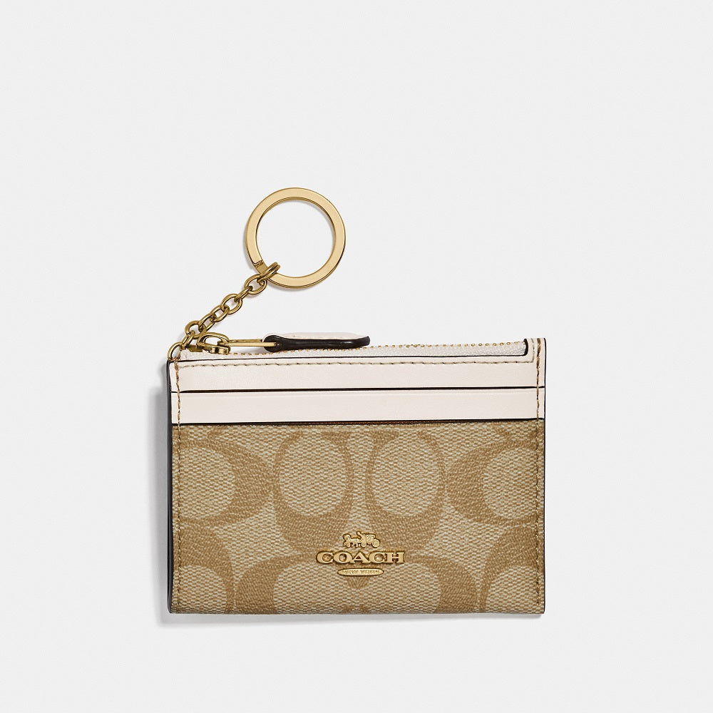 88208-Mini Skinny Id Case In Signature Canvas-Im/Light Khaki Chalk