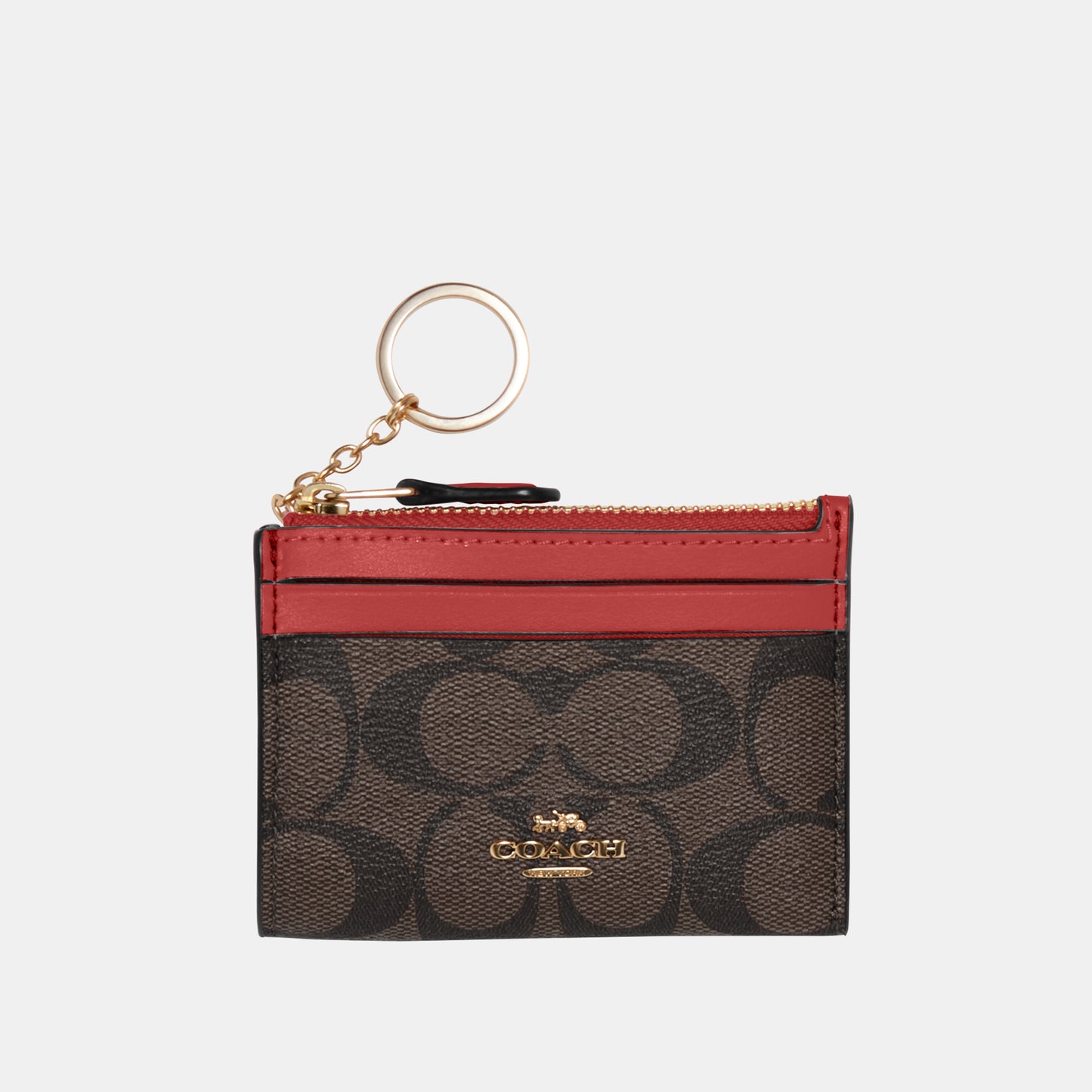 88208-Mini Skinny Id Case In Signature Canvas-Im/Brown 1941 Red