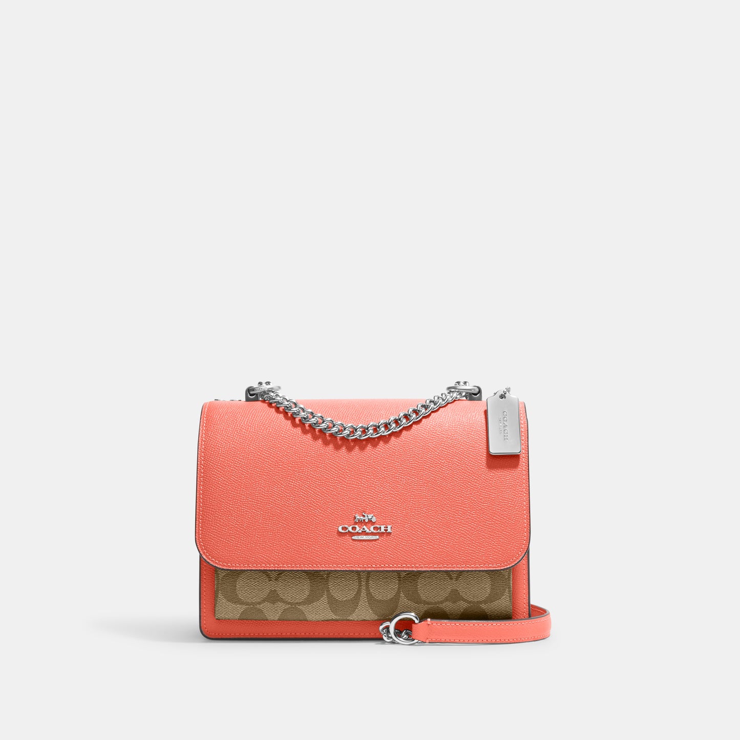 91019-Klare Crossbody In Signature Canvas-Sv/Khaki/Tangerine