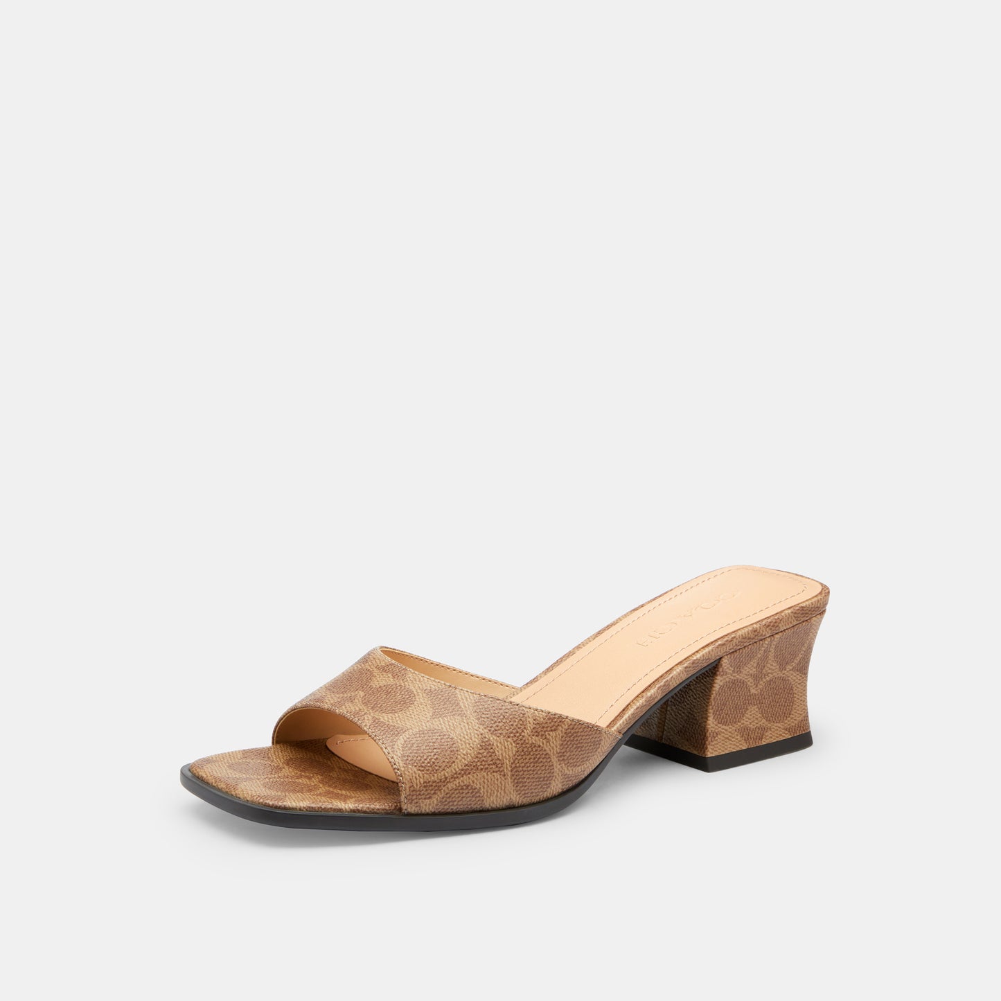 CBO43-Sculpted C Block Heel Sandal In Signature Canvas-Tan