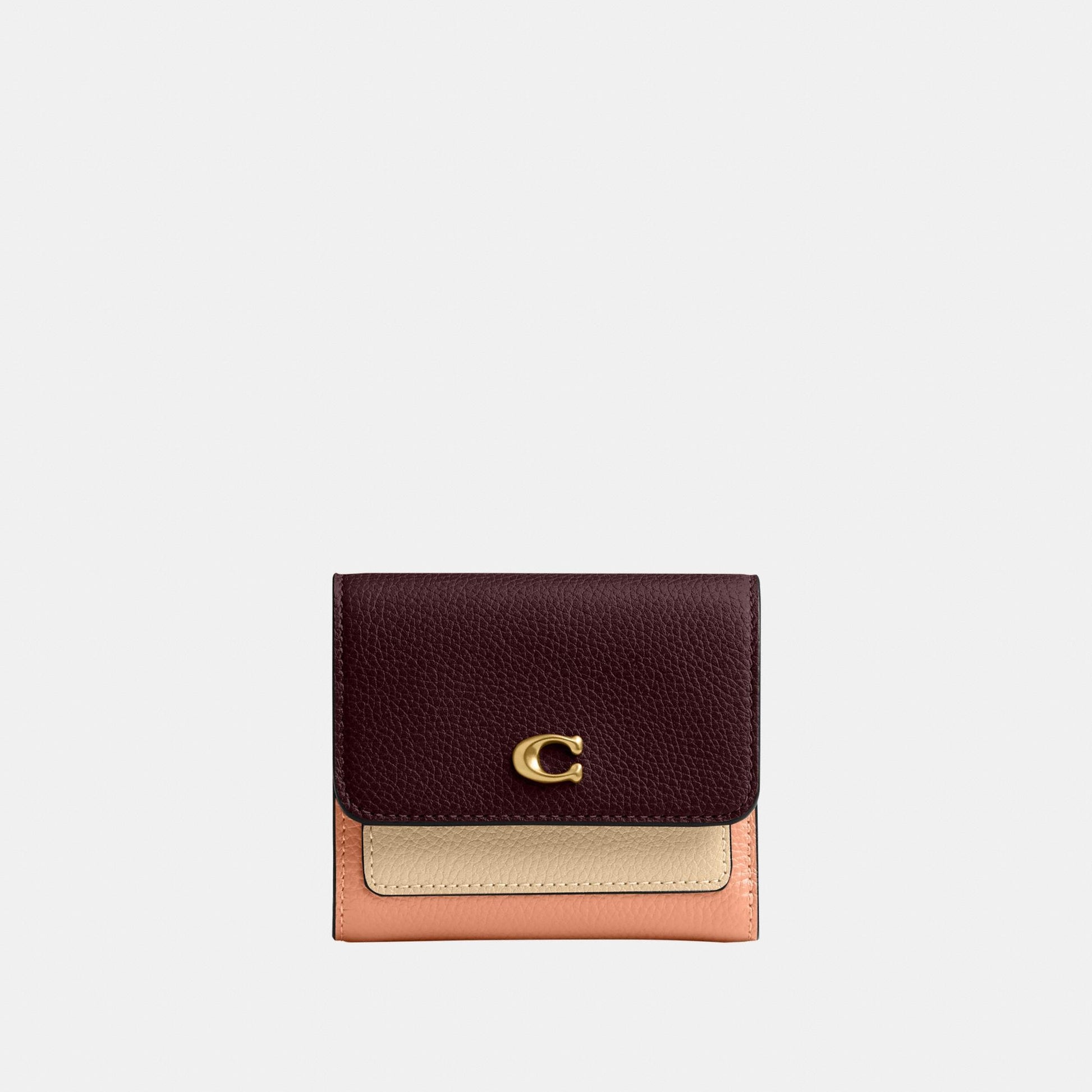 CAO14-Mila Small Flap Wallet In Colorblock-B4/Merlot Multi