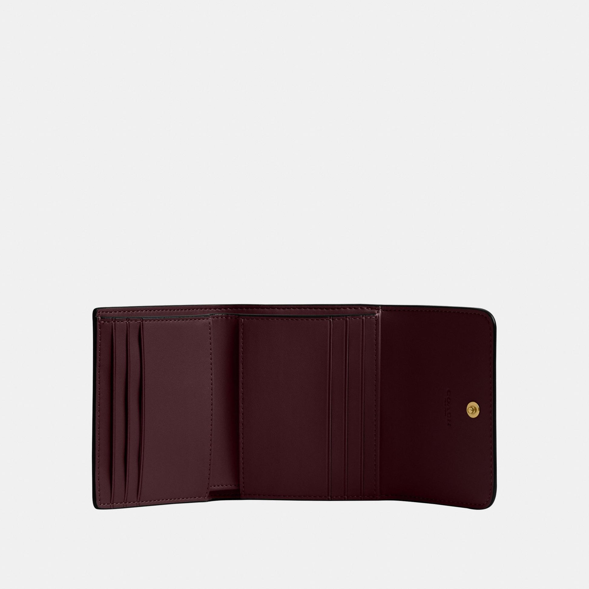 CAO14-Mila Small Flap Wallet In Colorblock-B4/Merlot Multi