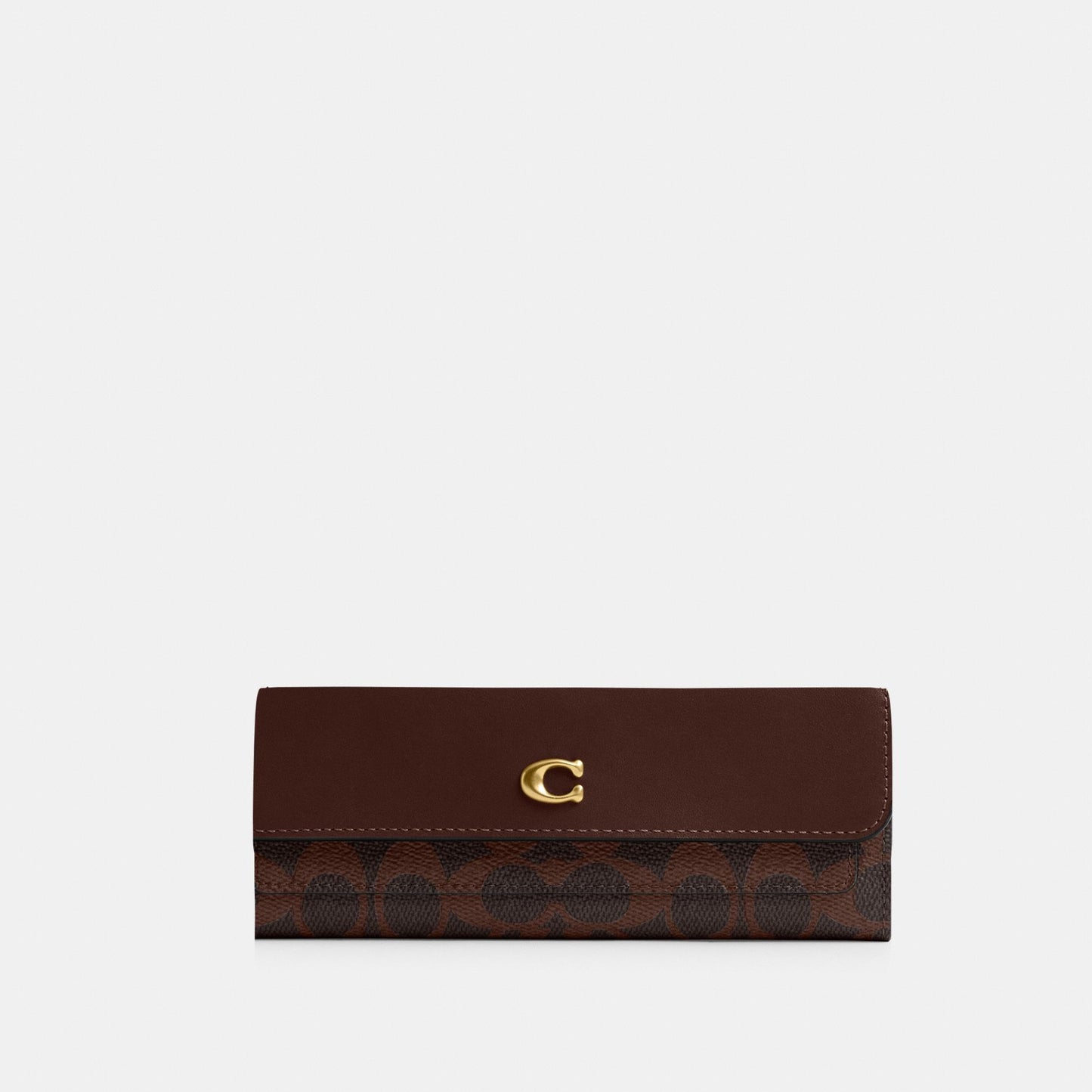 CAT55-Mila Long Flap Wallet In Signature Canvas-B4/Maple