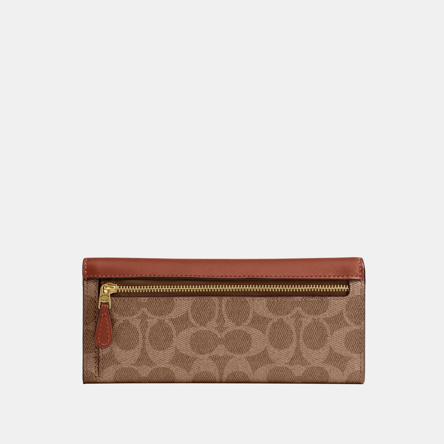 CAT55-Mila Long Flap Wallet In Signature Canvas-B4/Tan Caramel