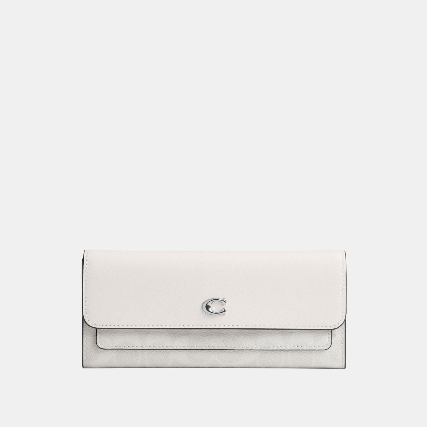 CAT55-Mila Long Flap Wallet In Signature Canvas-Lh/White Chalk