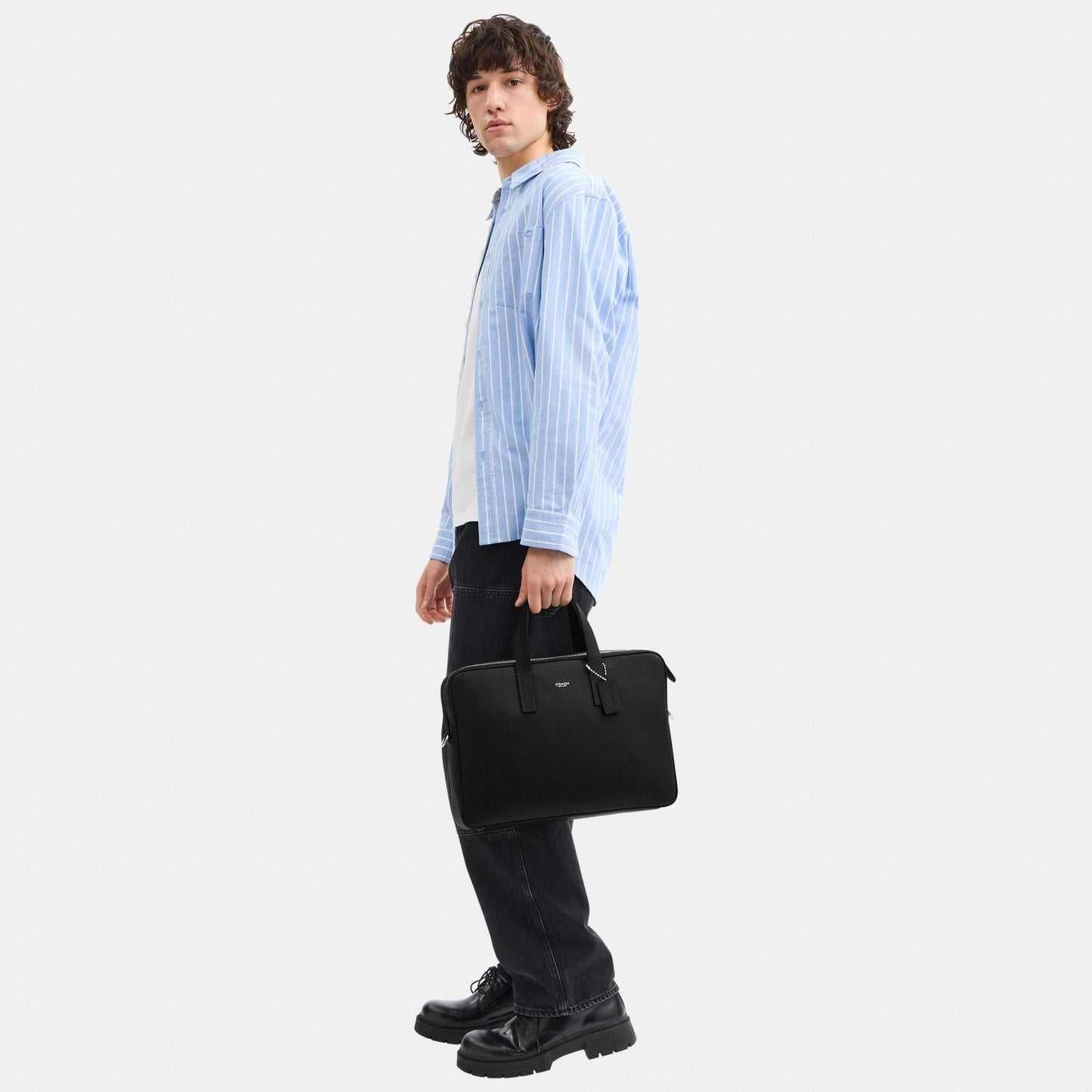 حقيبة بريف "كارليل" من الجلد المحبب المصقول