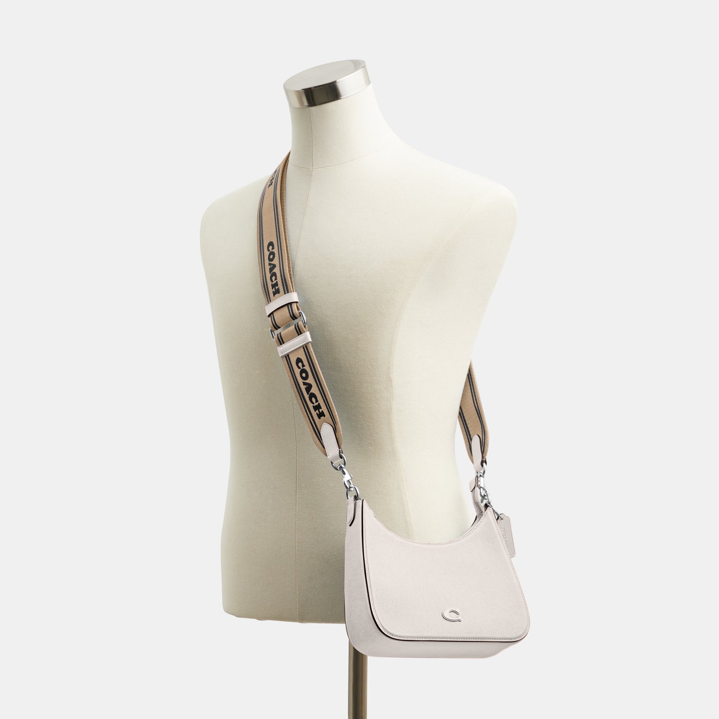 CJ842-Hobo Crossbody With Signature Canvas-Chalk