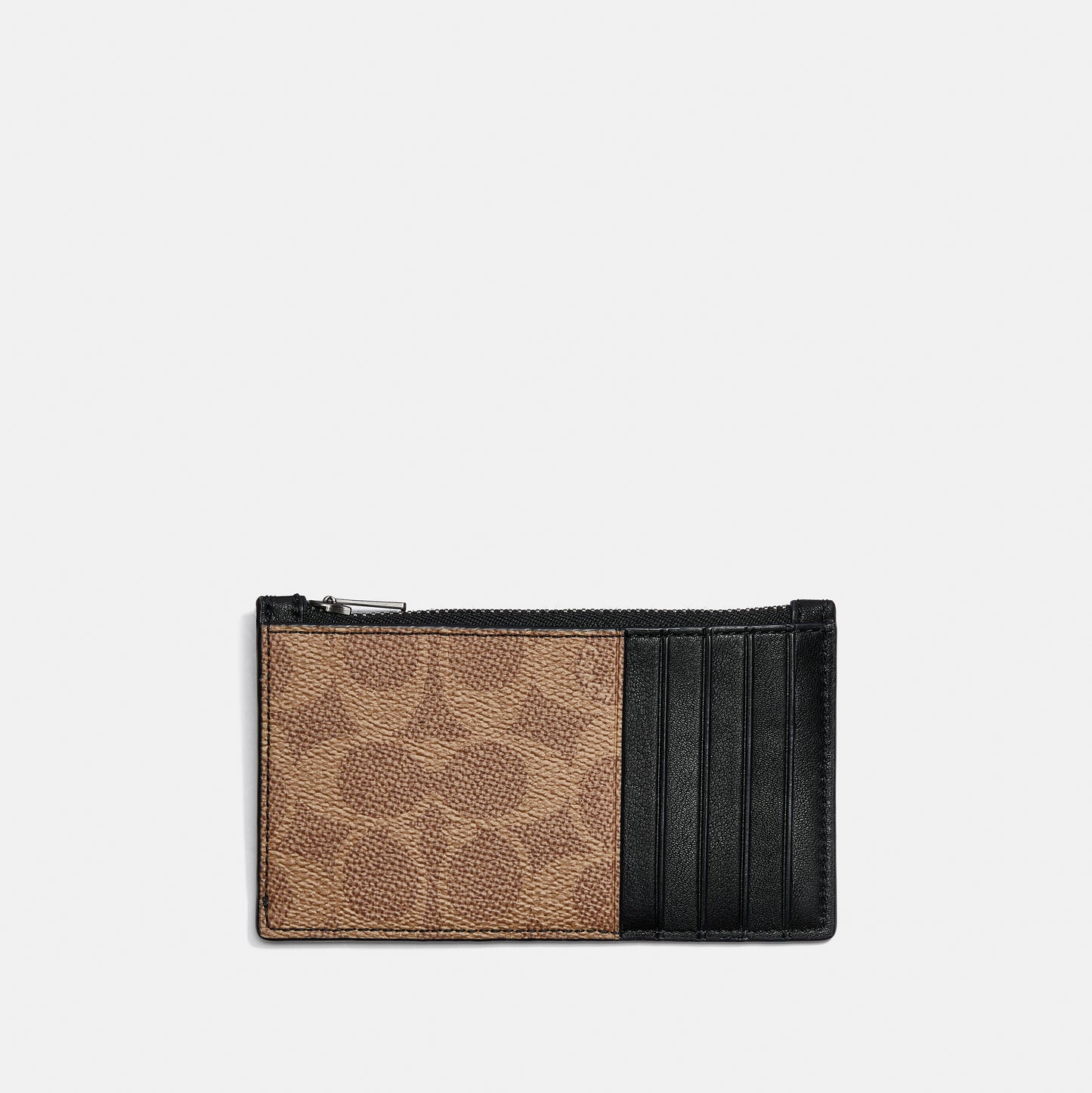 C0985-Zip Card Case in Signature Canvas-Khaki
