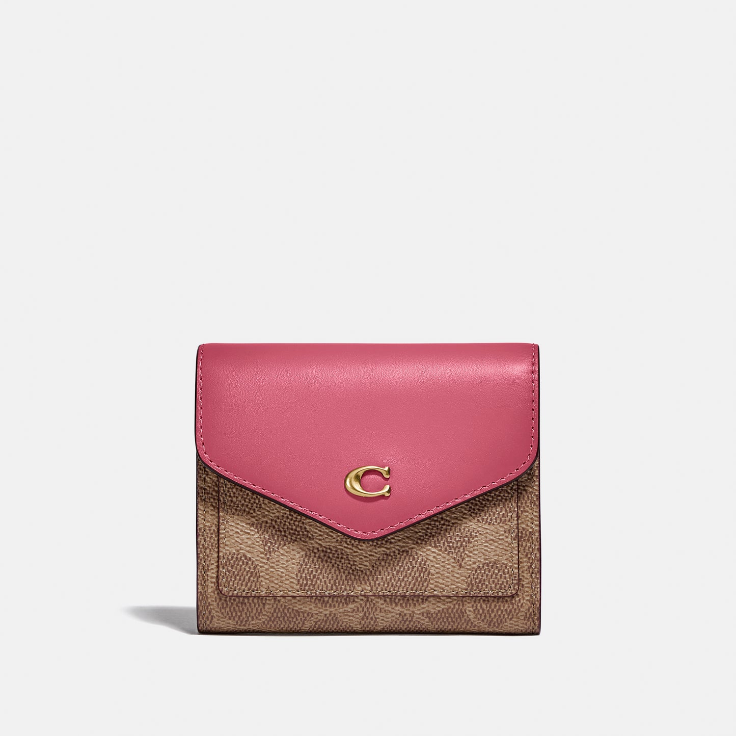 C2329-Colorblock Coated Canvas Signature Wyn Small Wallet-B4/Tan Rouge