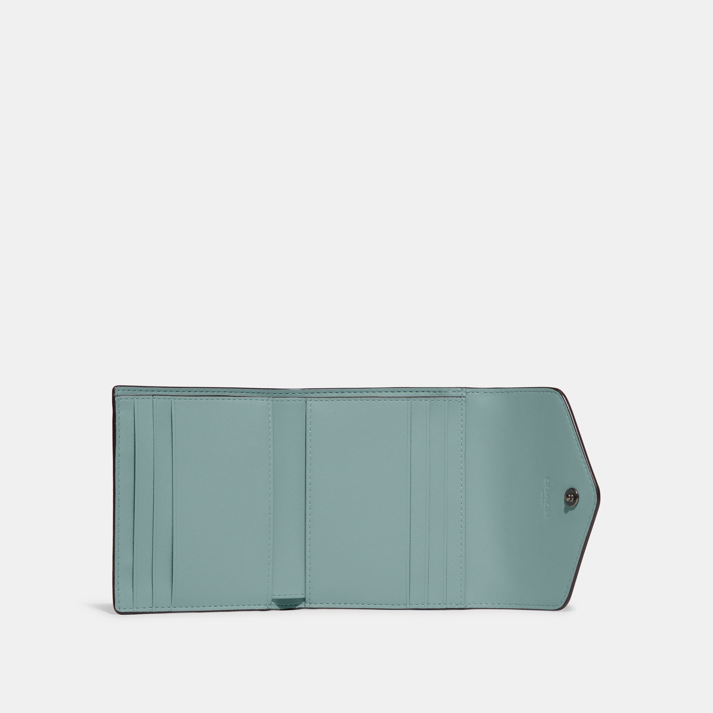 C2329-Colorblock Coated Canvas Signature Wyn Small Wallet-V5/Tan Aqua