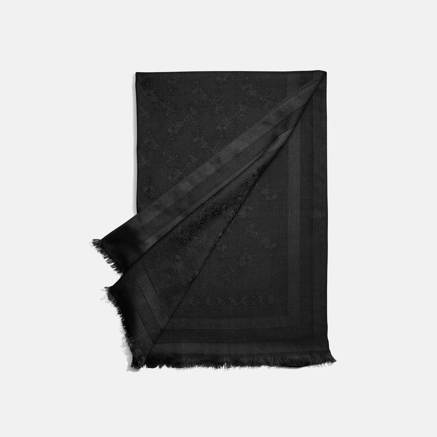 C2501-Horse And Carriage Print Jacquard Stole-Black