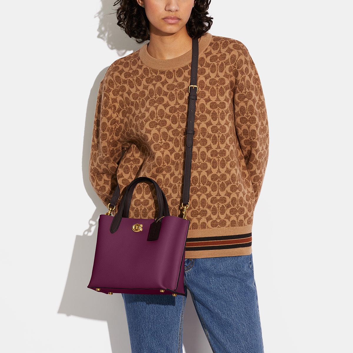 C8561-Willow Tote 24 In Colorblock-B4/Deep Berry Multi