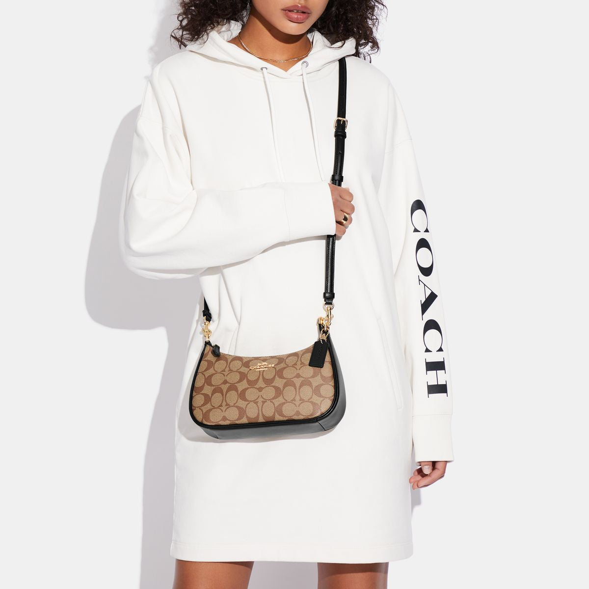 CA548-Teri Shoulder Bag In Signature Canvas-Im/Khaki/Black