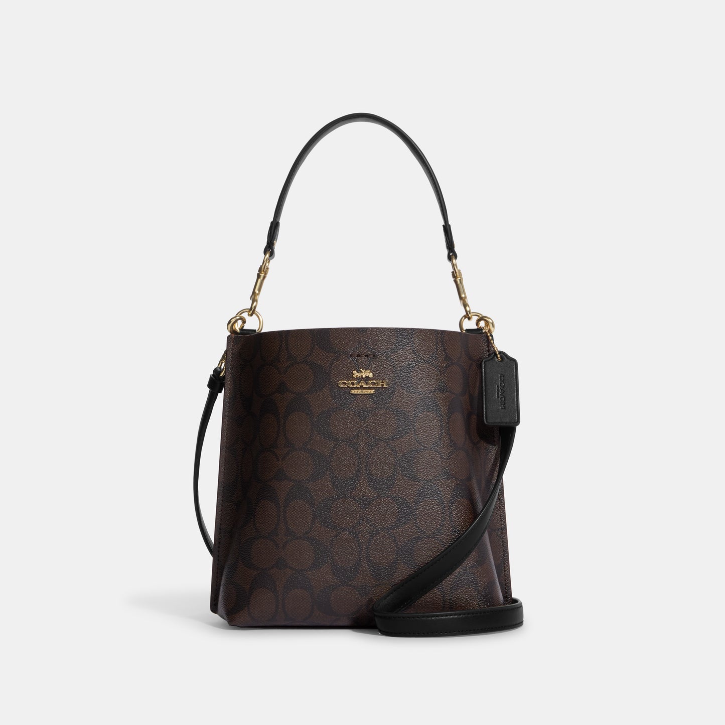 CA582-Mollie Bucket Bag 22 In Signature Canvas-IM/Brown Black