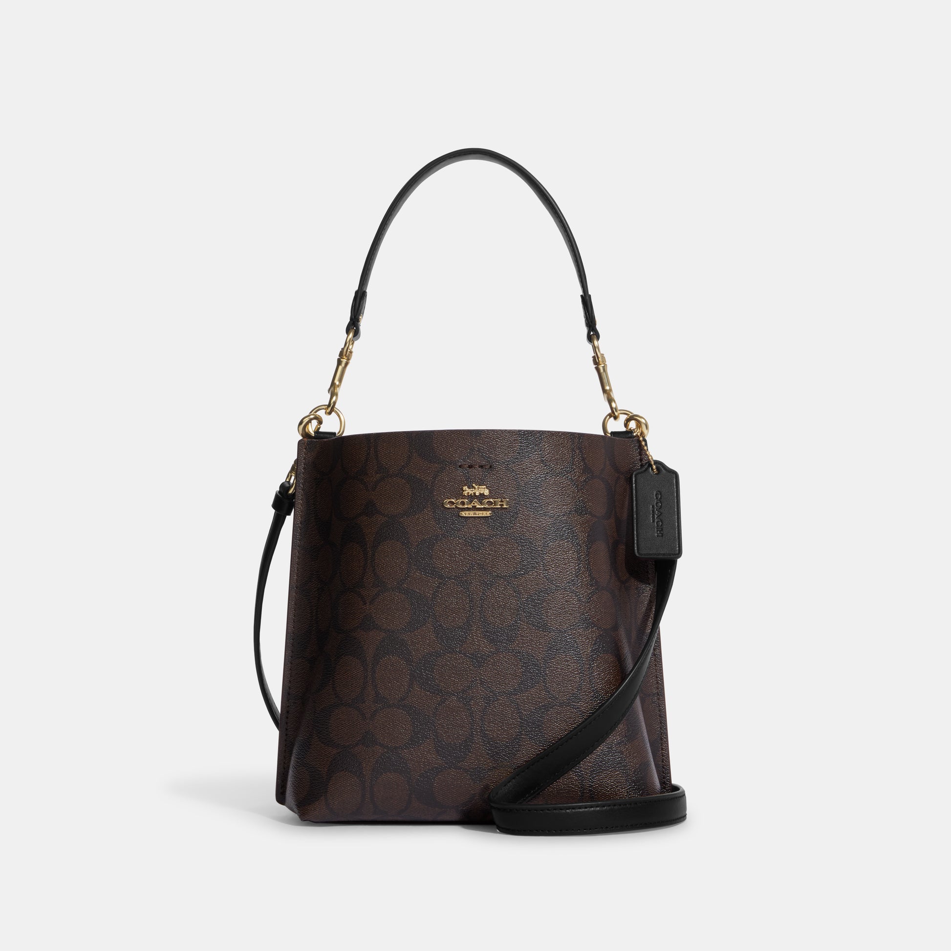 CA582-Mollie Bucket Bag 22 In Signature Canvas-IM/Brown Black