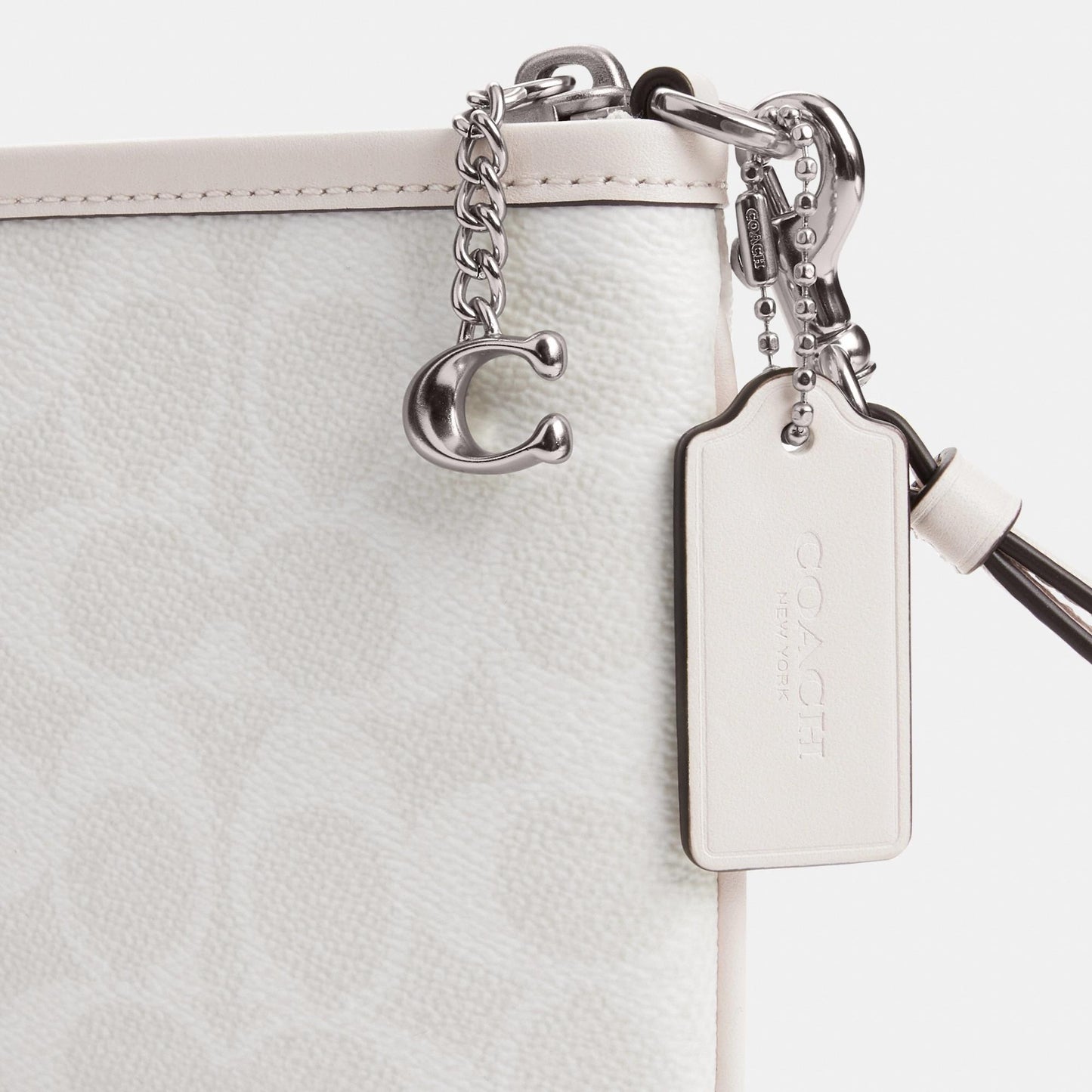 CAF88-POUCH BAG IN SIGNATURE CANVAS-LH/White Chalk