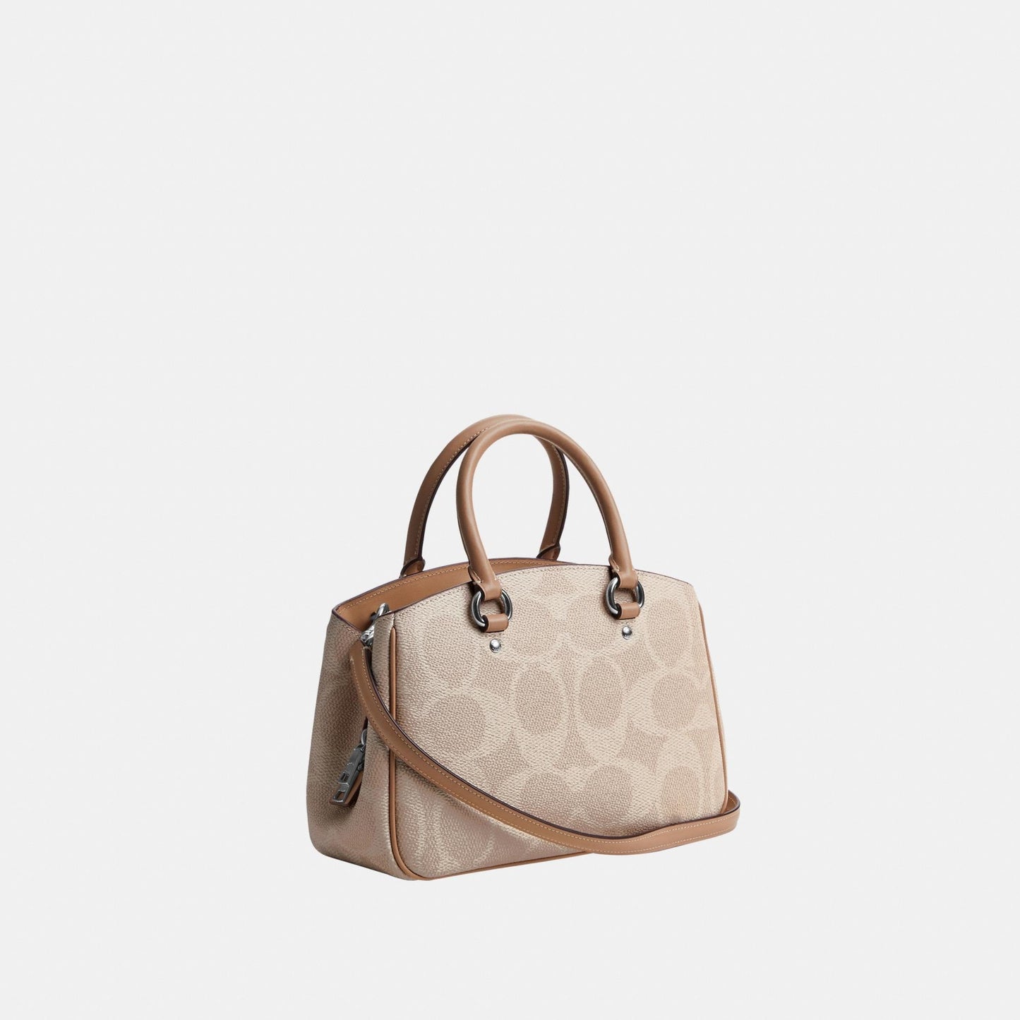 CAL53-SAVANNAH SMALL CARRYALL BAG IN SIGNATURE CANVAS-SV/Sand/Taupe