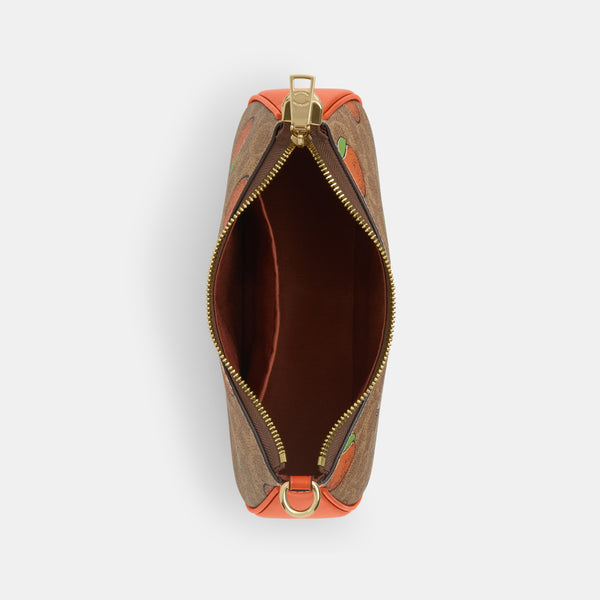 حقيبة كتف "تيري" من القماش بنقشة كوتش بطبعة برتقال