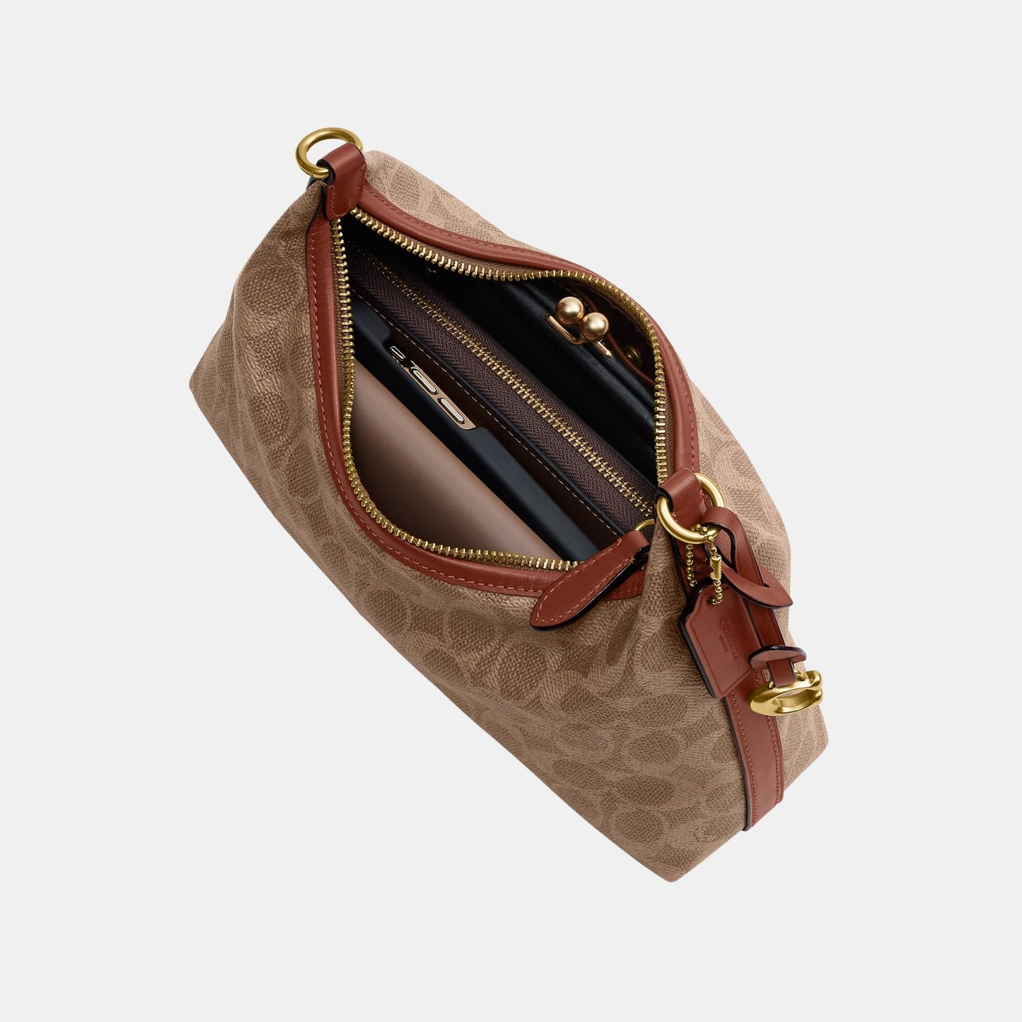 CAM26-Juliet Shoulder Bag 25 In Signature Canvas-B4/Tan Caramel