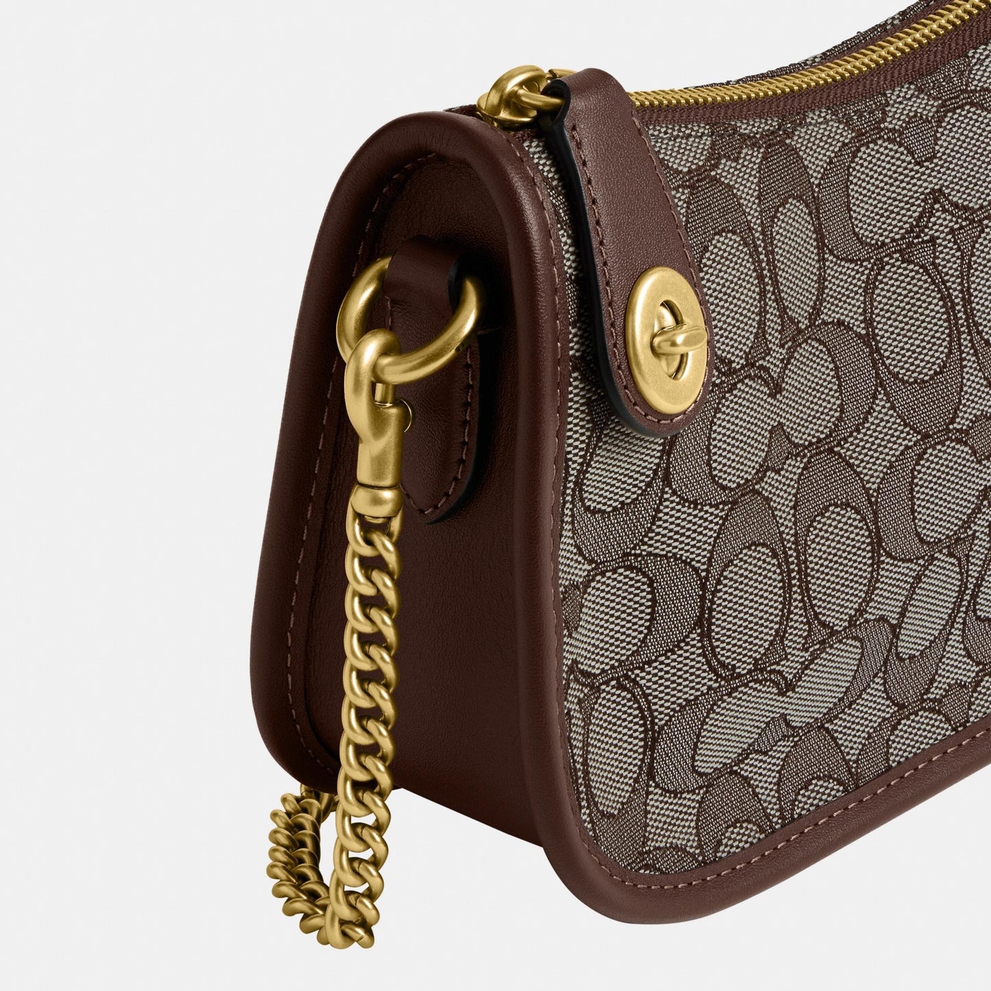 CAM48-SWINGER BAG IN SIGNATURE JACQUARD-B4/Oak Maple