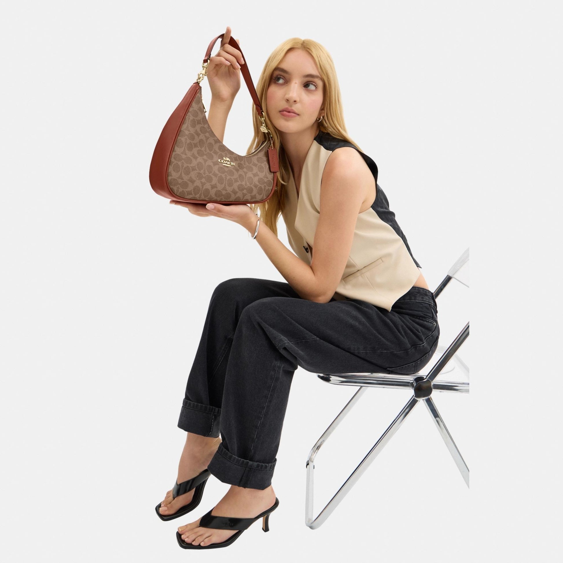 CBI02-Twisted Teri Shoulder Bag-Im/Tan/Caramel